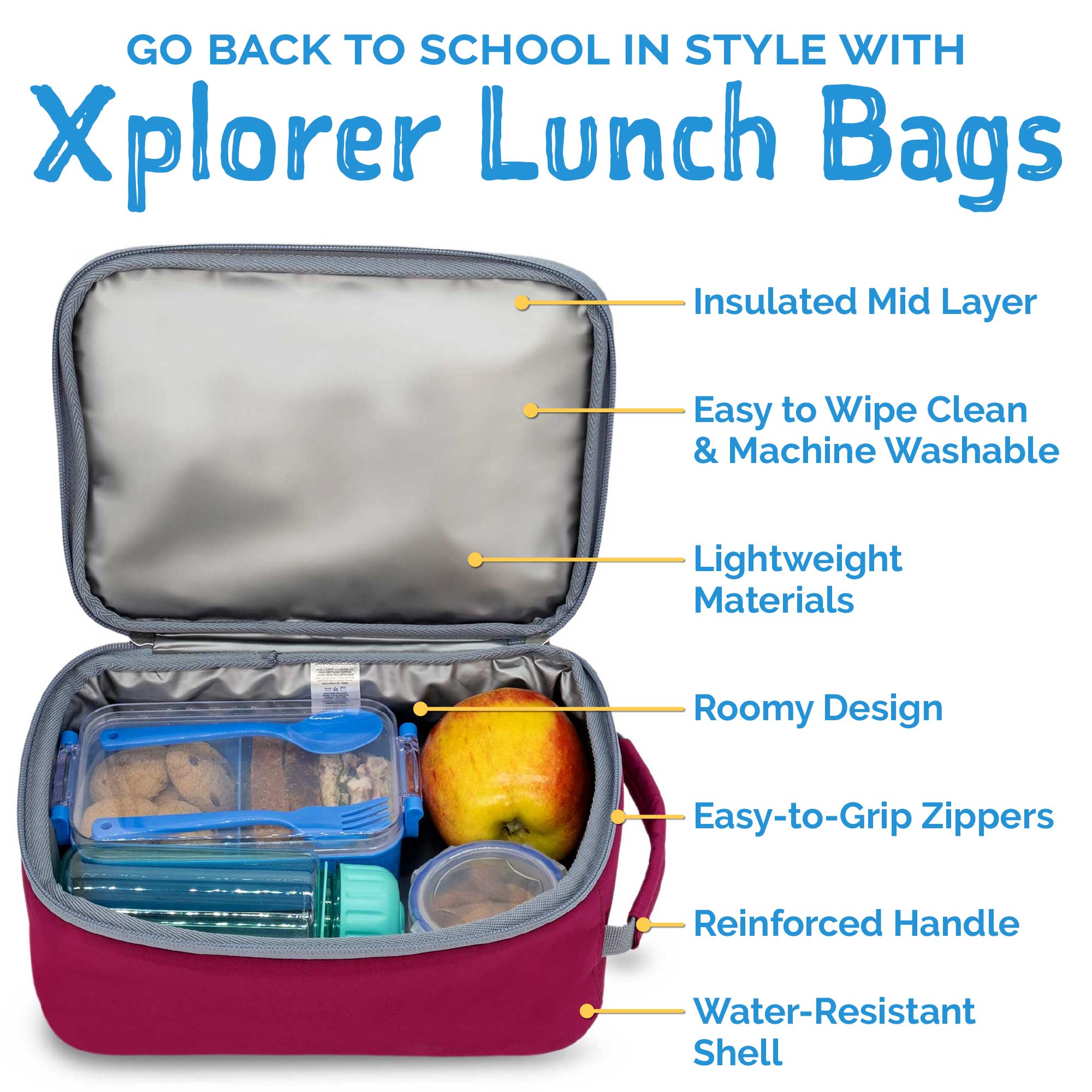 Jan & Jul Insulated Wildberry Lunch Bag for Kids - Leakproof & Eco-Friendly Reusable Lunch Box for School, Work & Picnics