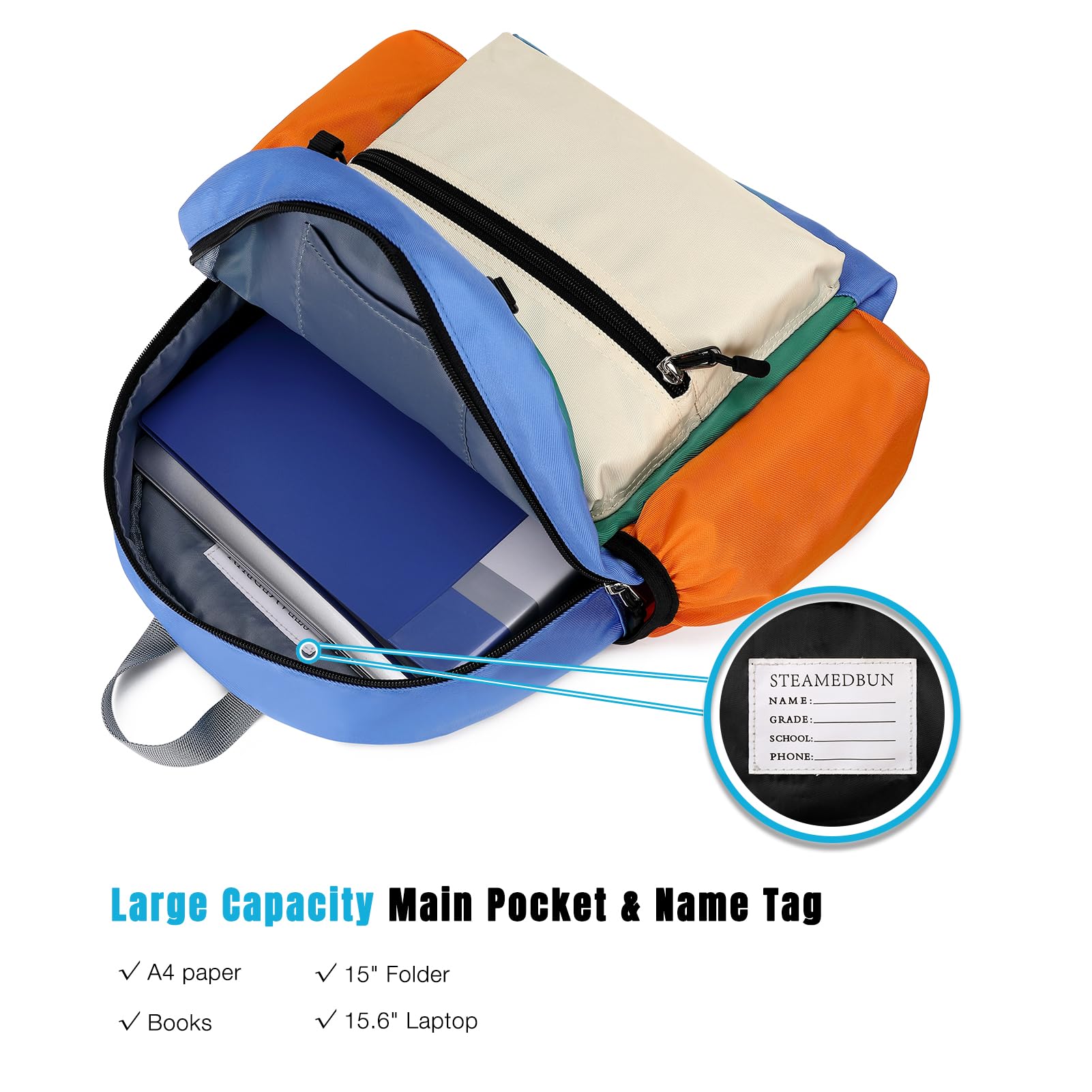 STEAMEDBUN 15 Inch Kids Backpack for Boys Ages 4-6 - Durable Elementary School Backpack for Kindergarten Boys - Perfect for School, Travel & Daily Use