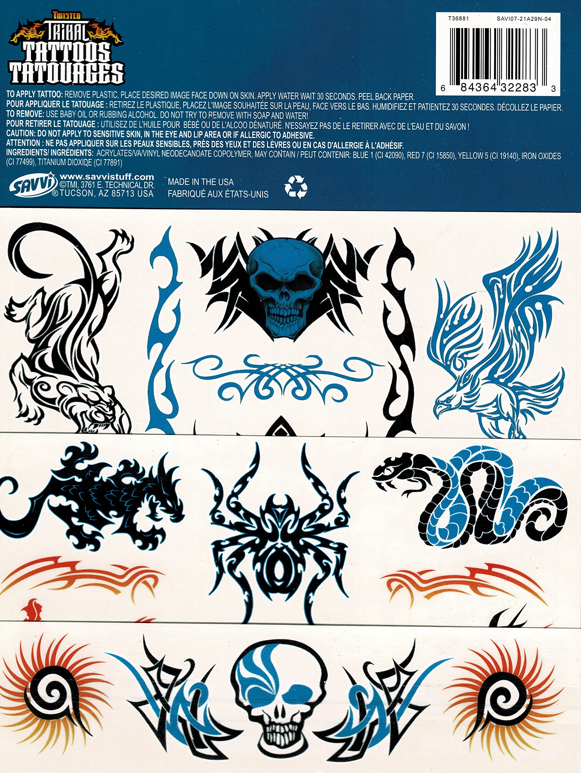 Savvi - Twisted Tribal Temporary Tattoos Set of 25 - Waterproof Fake Tattoos for Women & Men - Perfect for Festivals, Parties, and Body Art