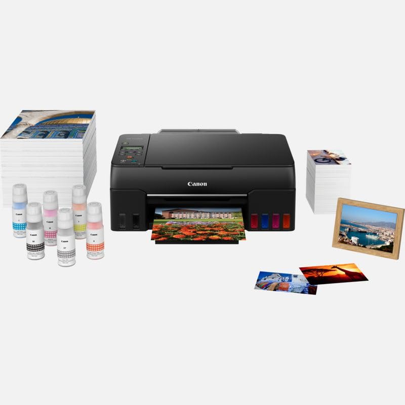 Canon PIXMA G650 MegaTank Wireless All-in-One Printer with Scanner, Copier - High Resolution 4800x1200 dpi, Photo Printing, 10x15cm, LCD Display, WiFi, Auto Power On/Off - Black | Ideal for Home Office, Small Business & Photo Printing