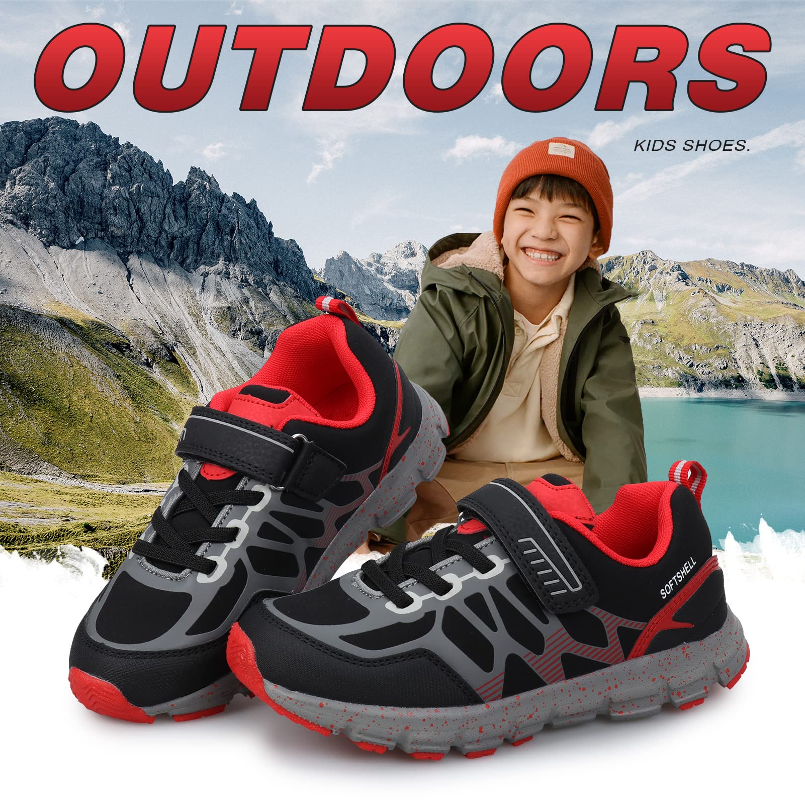 UOVO Boys Sneakers - Waterproof Non-Slip Athletic Shoes for Kids | Hiking, Running, Tennis & Outdoor Activities | Comfortable Sports Shoes for Little & Big Boys (Ideal for School, Playground & Daily Wear)