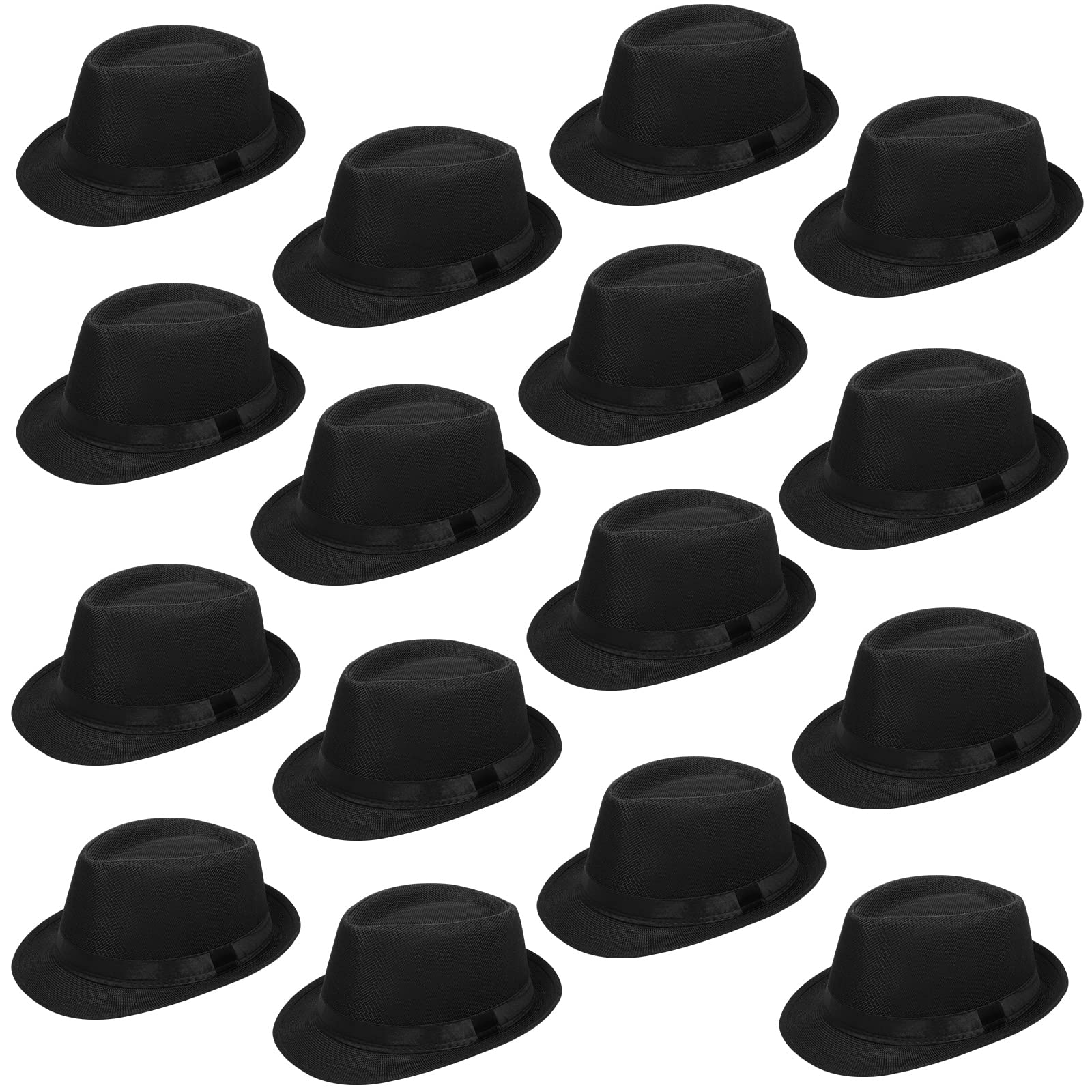1920s Style Panama Hats for Men & Women - 16 Pack Short Brim Sun Hats (60cm Circumference) - Vintage Party Costume Accessories for Gatsby Themed Events, Weddings & Summer Outdoor Activities