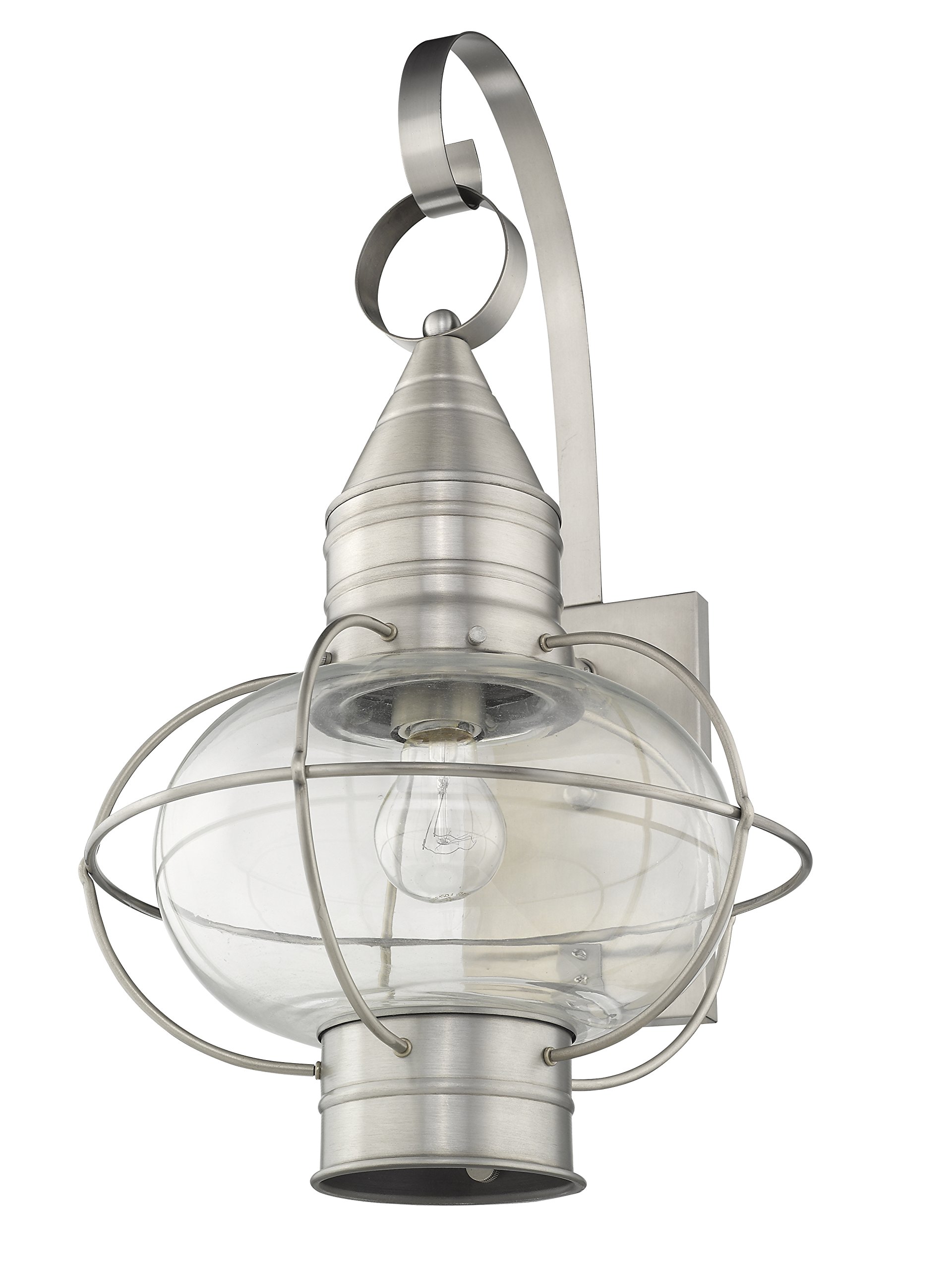 Livex 26904-91 Brushed Nickel Outdoor Wall Lantern - Transitional One Light Fixture from Newburyport Collection (PWT, NCKL, B/S, SLVR Finishes Available) - Perfect for Porch, Patio, Garden & Entryway Lighting