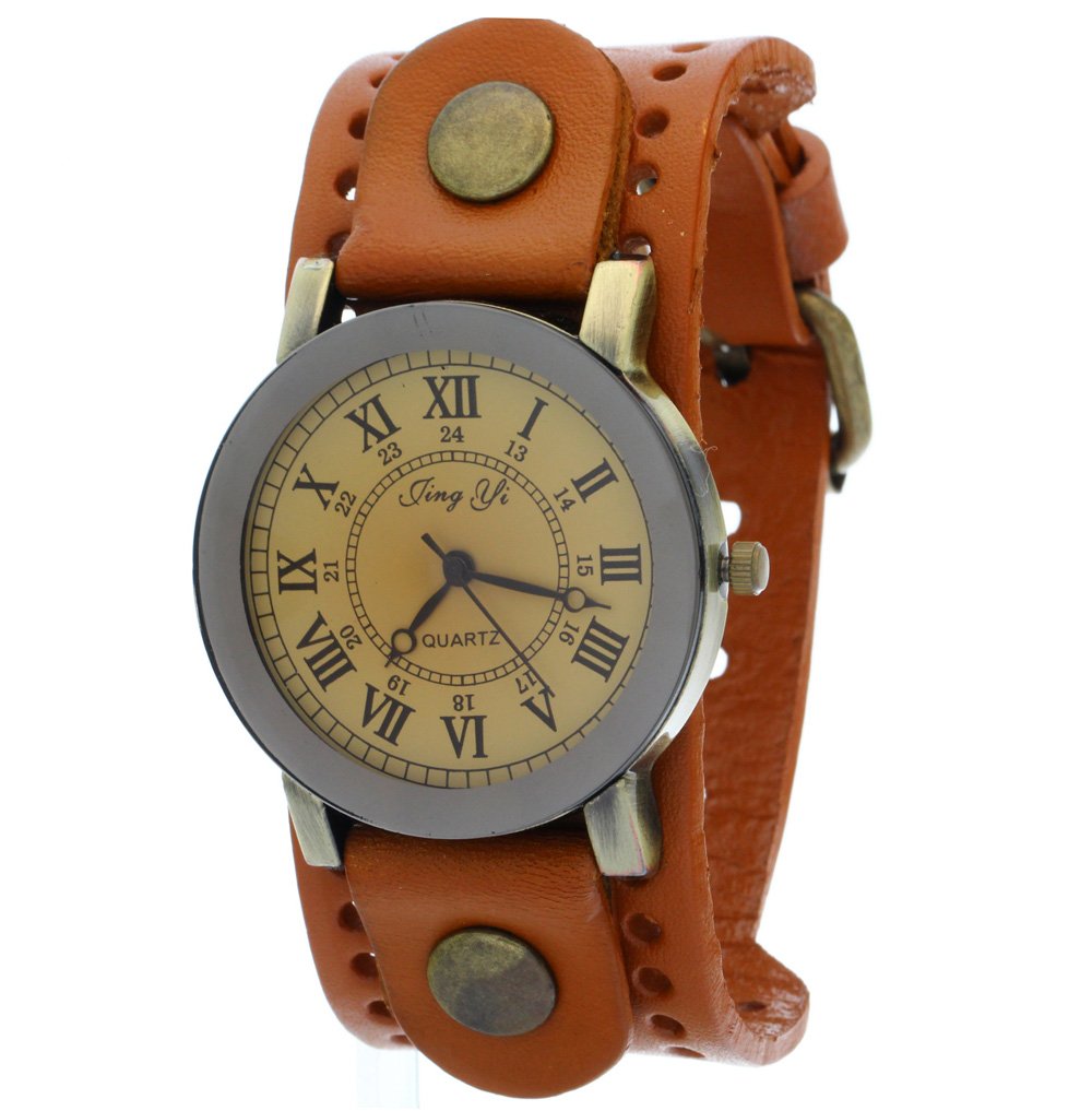 Vintage Bronze Leather Strap Watch - Retro Quartz for Men & Women - Perfect for Casual & Dress Outfits