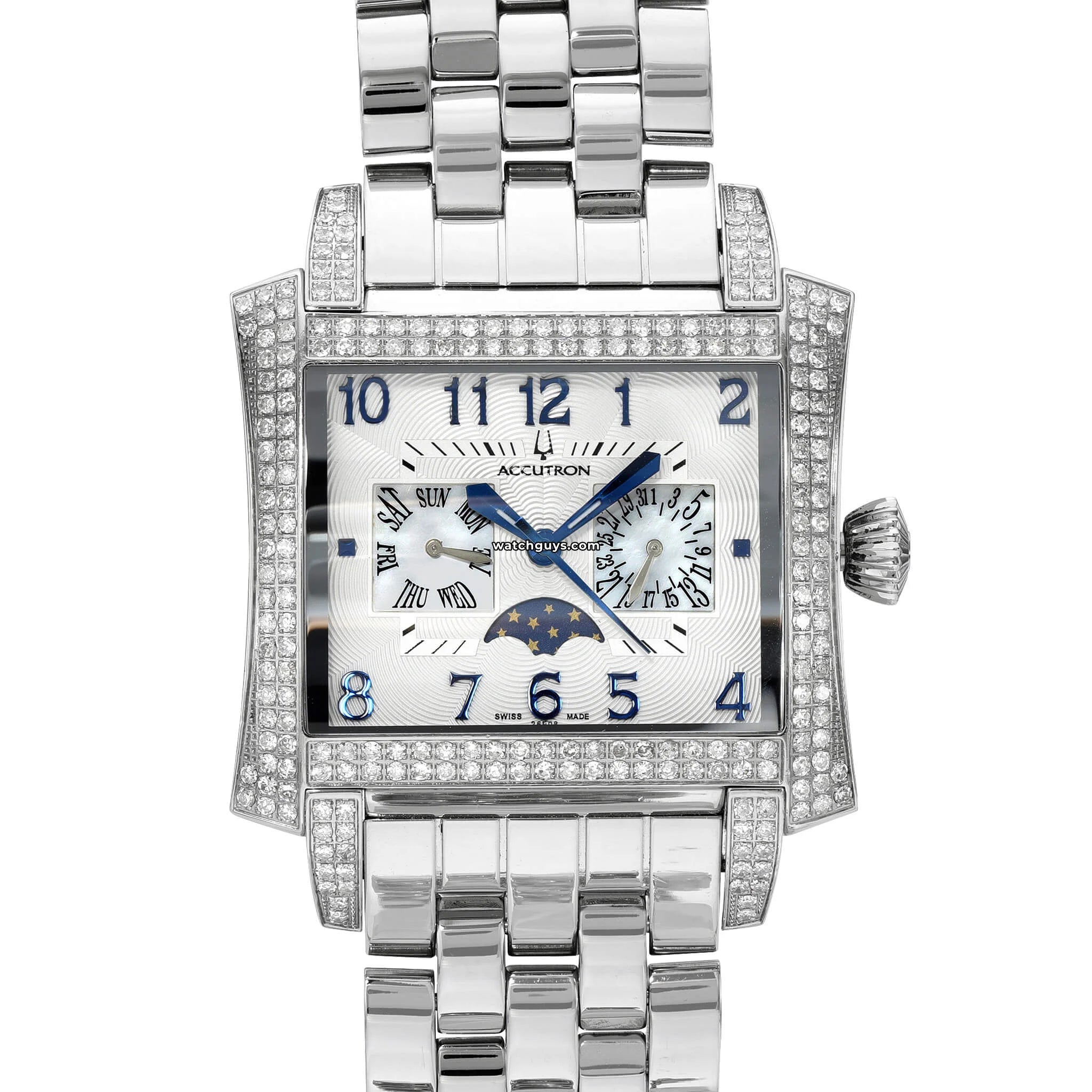 Bulova Accutron Innsbruck Diamond Moonphase Watch for Men - Luxury Swiss Automatic Movement with Date & Moon Phase Display - Perfect for Business, Formal Events & Gift Giving