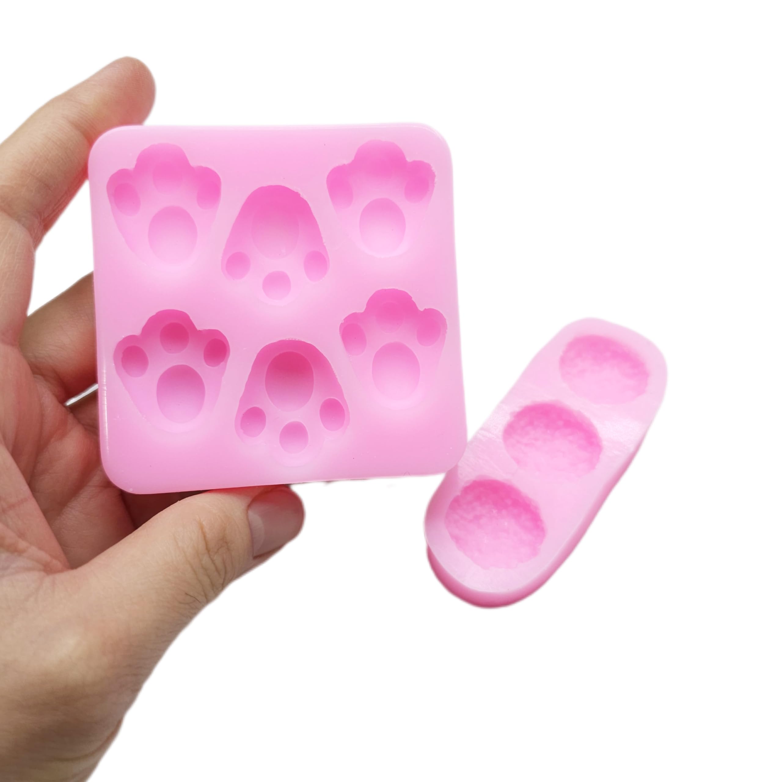 Bunny Paw and Tail Silicone Molds Set - 6 Cavity Paw & 3 Cavity Tail Molds for Cake Balls, Cookies, Cupcake Toppers - Perfect for Easter, Baby Showers, and Spring Baking Decorations