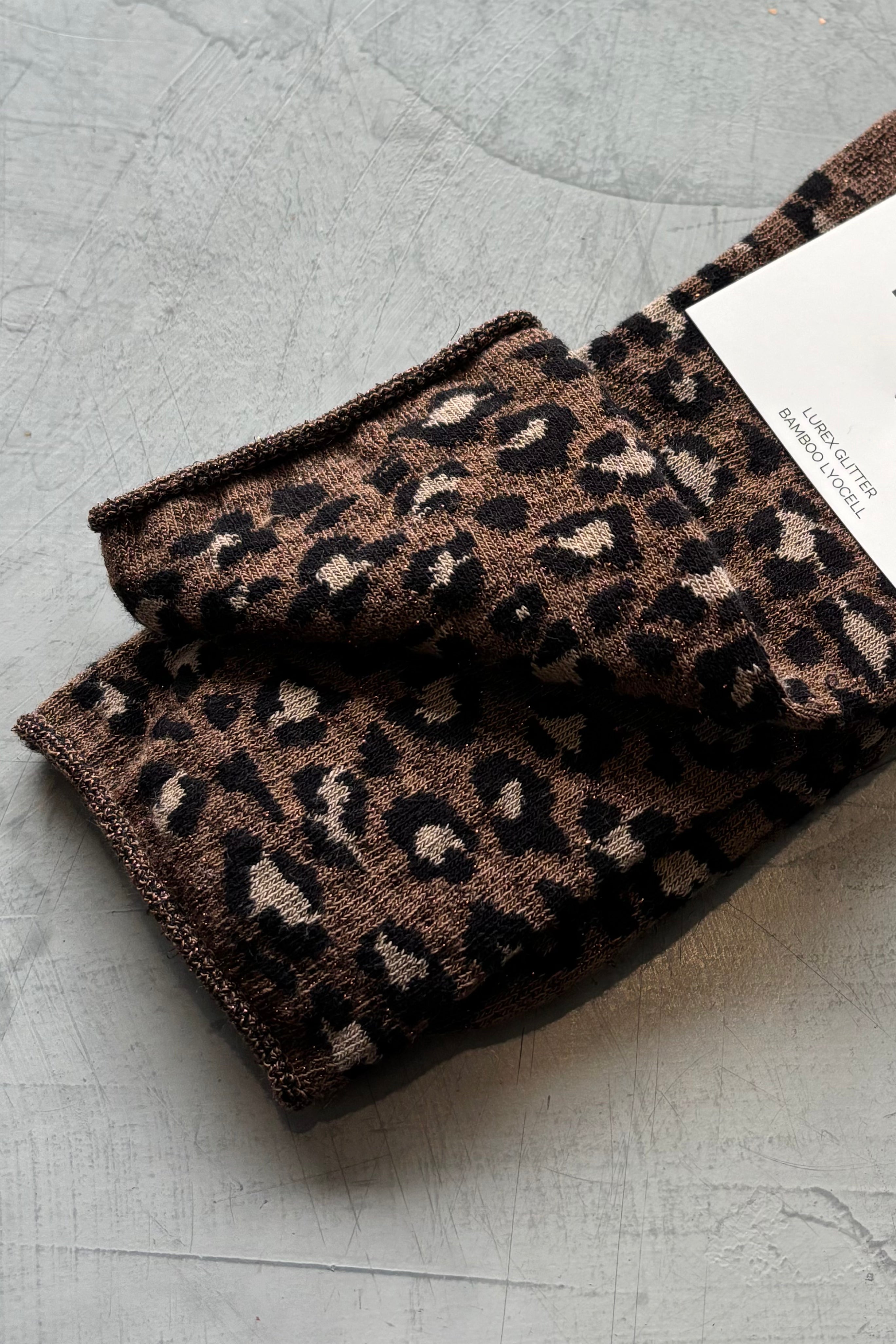 KLUE Glitter Lurex Socks - Leopard Print Brown Fashion Socks for Women | Party, Holiday & Everyday Wear