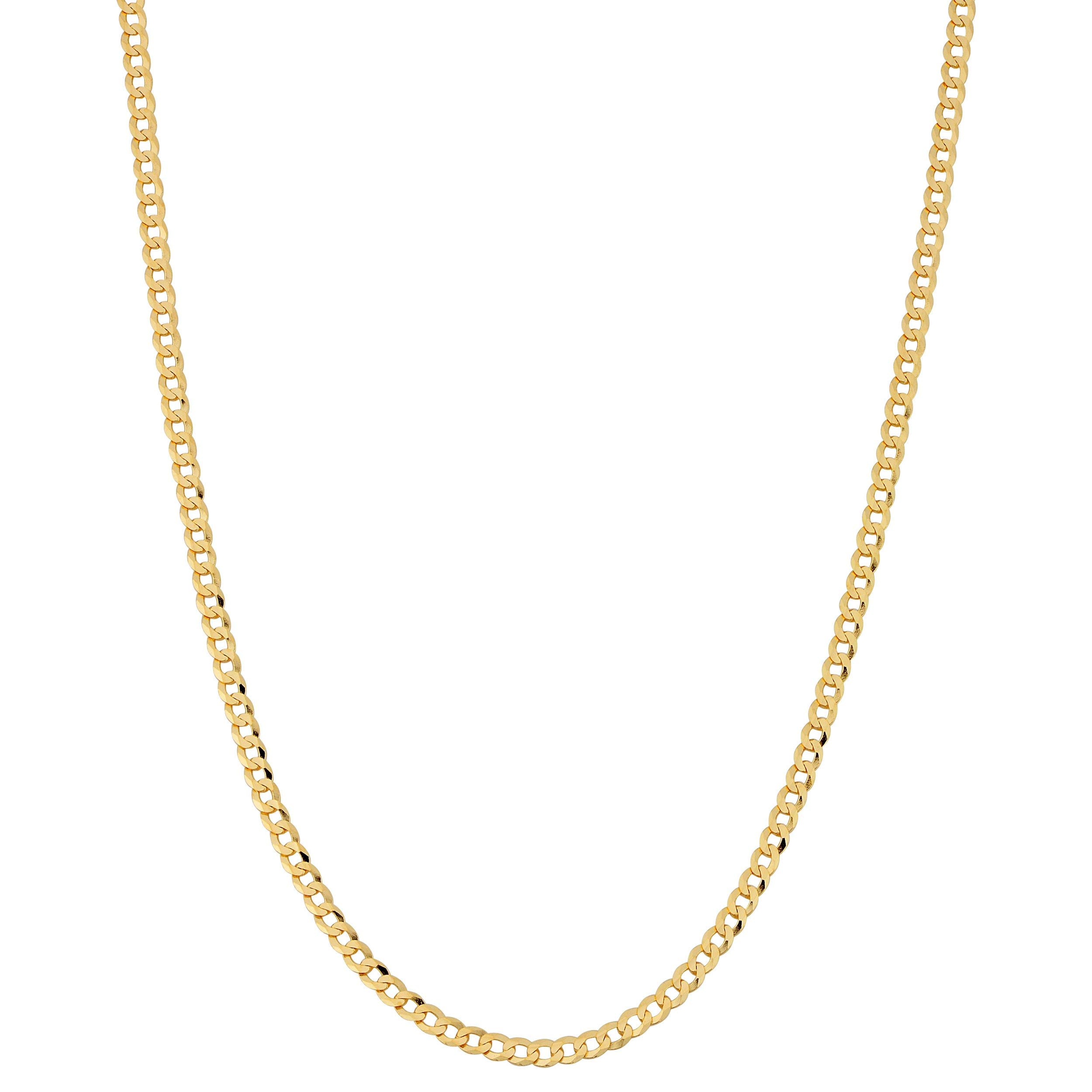 14K Gold Cuban Chain Necklace for Women - 2.25MM Dainty Curb Link Chain in Solid 14K Yellow Gold - Perfect for Layering, Everyday Wear & Special Occasions