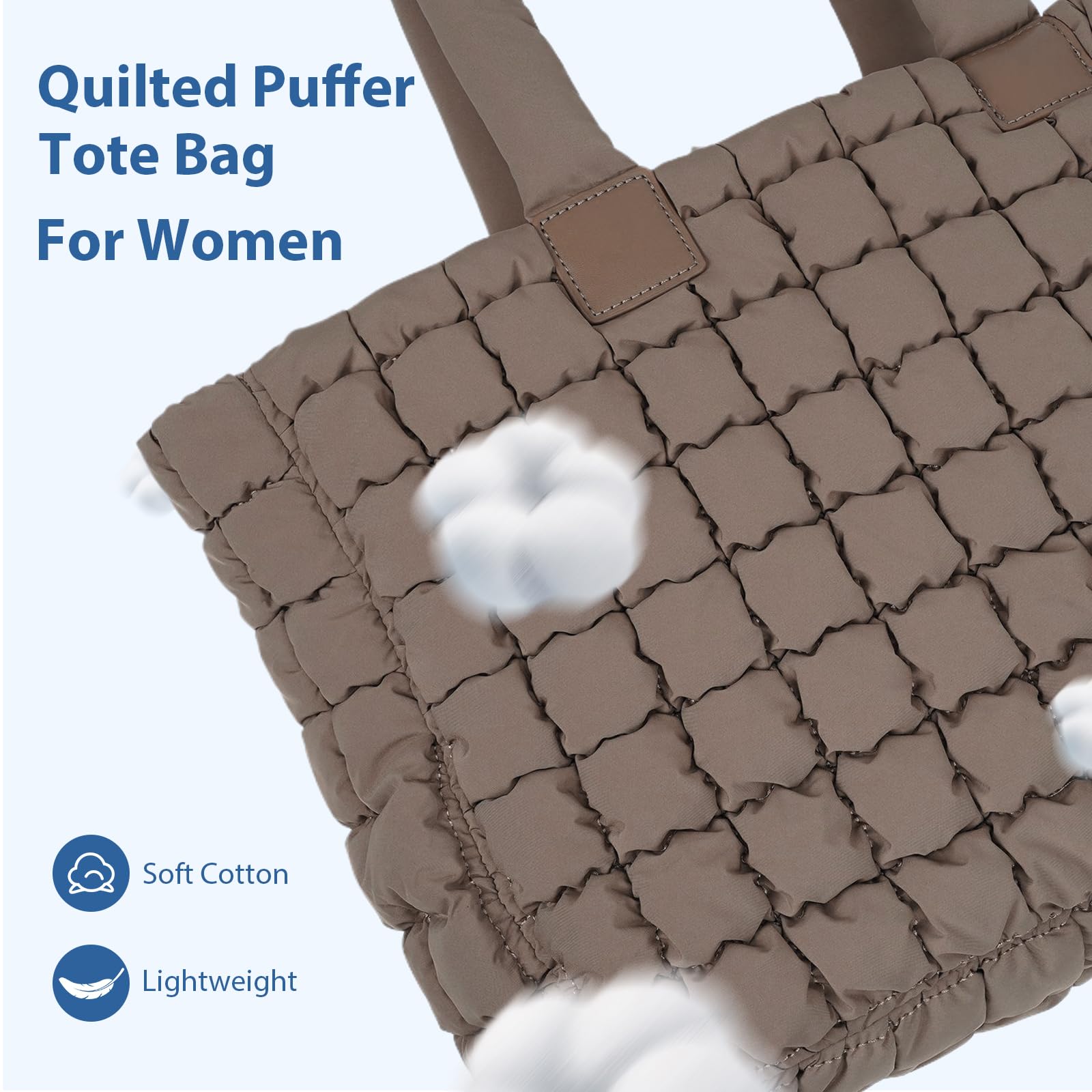 Juoxeepy Quilted Puffer Tote Bag for Women - Stylish Laptop Work Bag with Multiple Compartments | Perfect for Office, Business Travel & College (15.6 Inch)