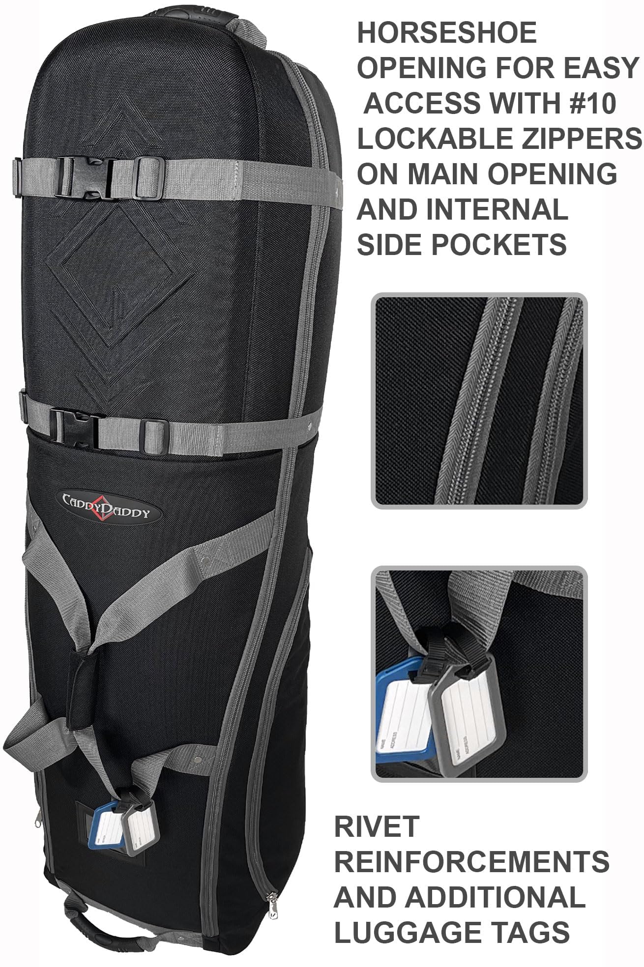 **CaddyDaddy Defender Golf Travel Bag – Soft-Sided Club Cover with EVA Foam Padding, Wheels & Lockable Zippers – Airline-Approved for Safe Club Transport – Perfect for Golf Trips & Air Travel – 1-Year Replacement Warranty**