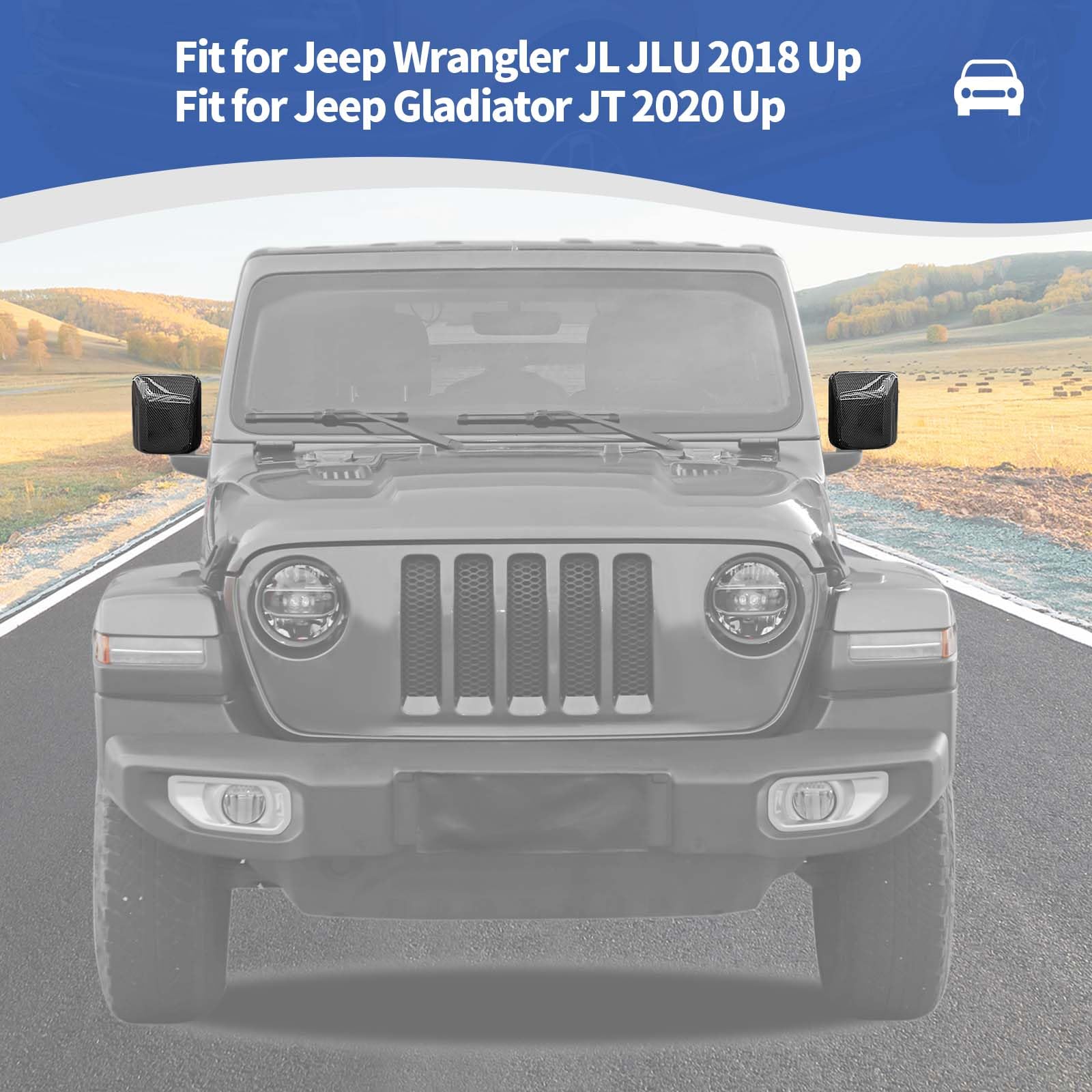 Carbon Fiber Side Mirror Cover Trim for Jeep Wrangler JL/JLU & Gladiator JT (2018-2024) - 2pcs - Durable Exterior Accessories for Off-Road & Urban Driving