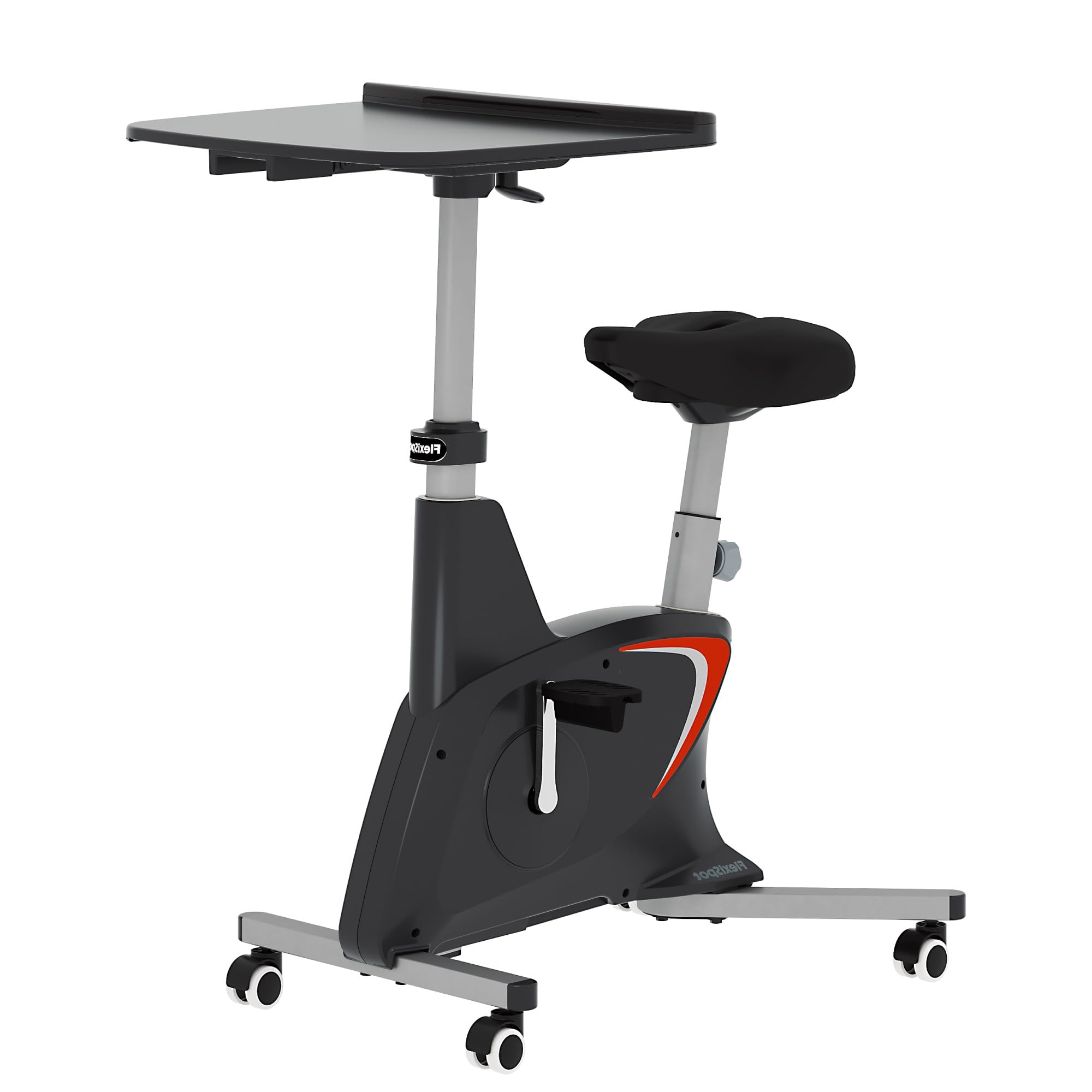 FLEXISPOT V9 Lite Exercise Bike for Seniors - 300lbs Weight Capacity, Adjustable Desktop, Low Noise Caster - Indoor Cycling Stationary Bike for Home Cardio Workout - Perfect for Elderly Fitness, Home Gym & Low-Impact Exercise (Black)