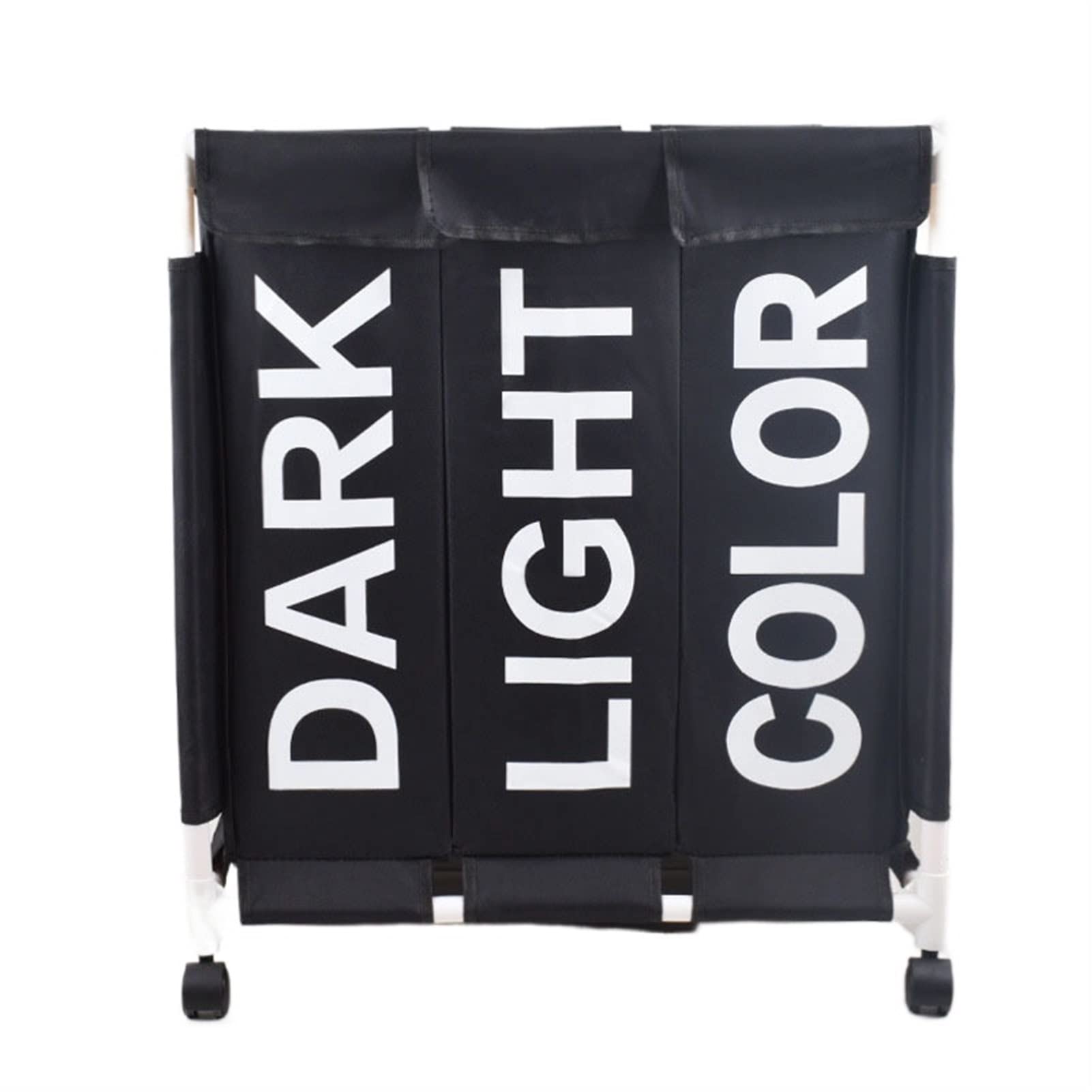 3-Grid High Capacity Laundry Hamper with Lid & Wheels - Waterproof Dirty Clothes Organizer for Bedroom, Bathroom & Laundry Room (Black) - Perfect for Home, Dorm & Apartment Storage Solutions