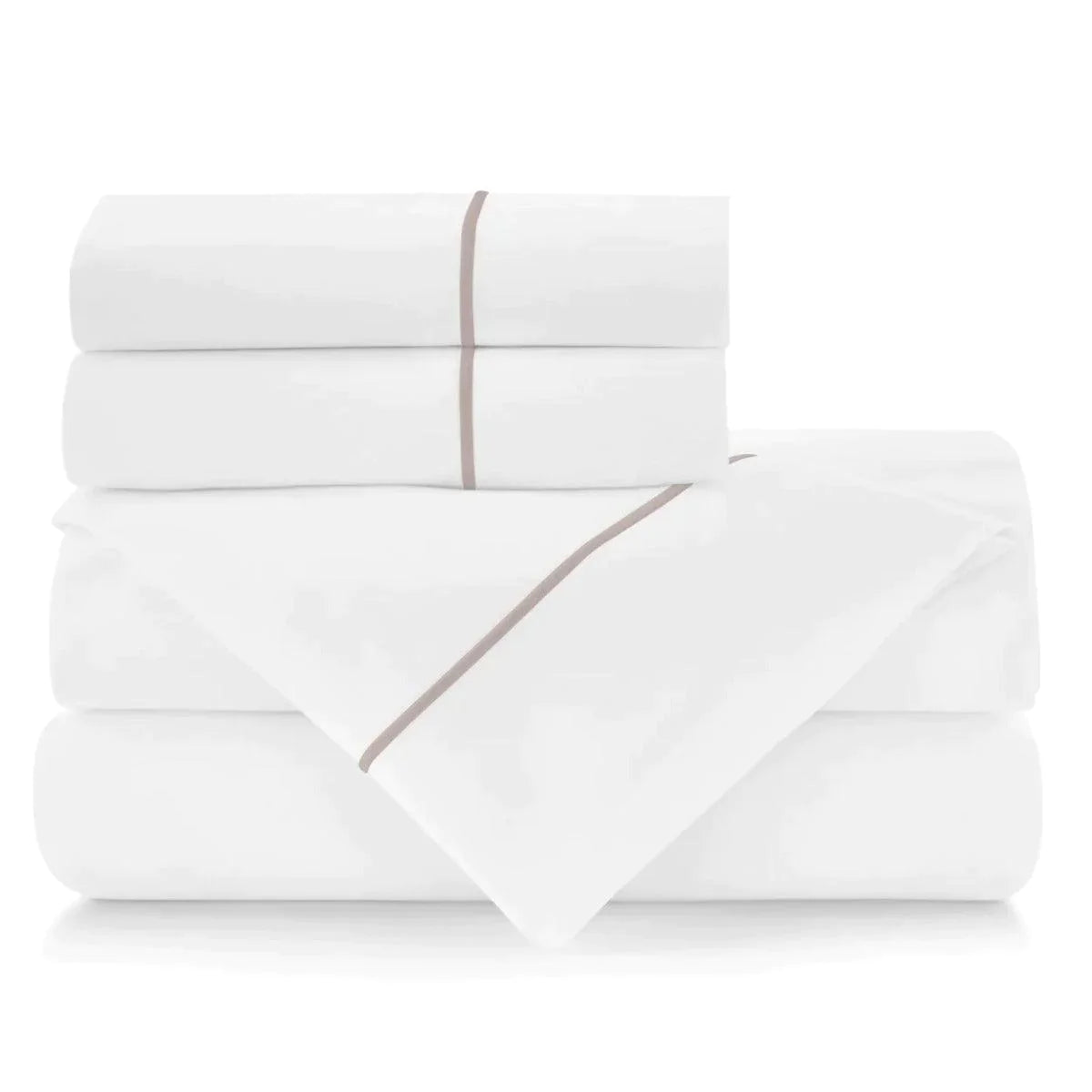 Luxury Embroidered Percale Cotton Sheet Set - 100% Breathable & Soft Bedding for Master Bedroom, Guest Room & Hotel Use