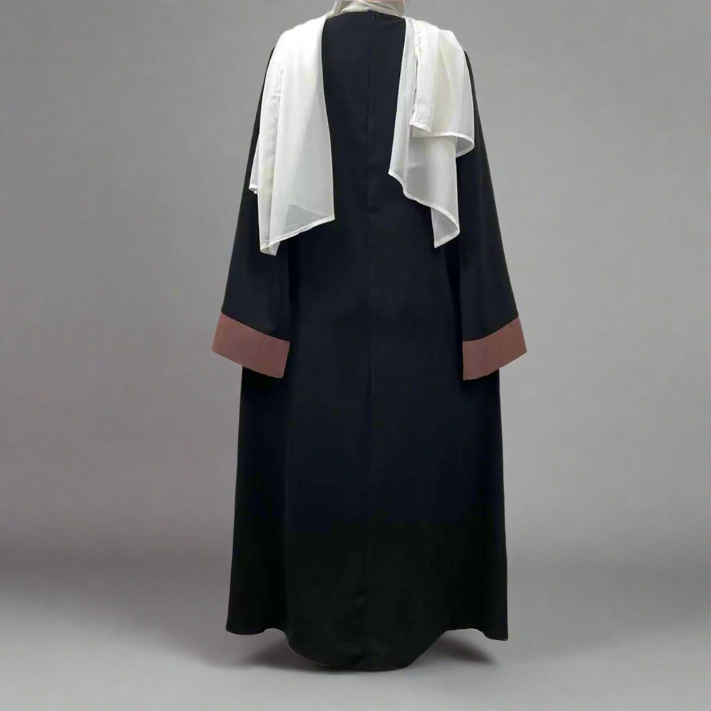 Elegant Muslim Women's Patchwork Abaya Dress - Modest Islamic Prayer Dress for Women - Perfect for Eid, Ramadan, Mosque & Special Occasions