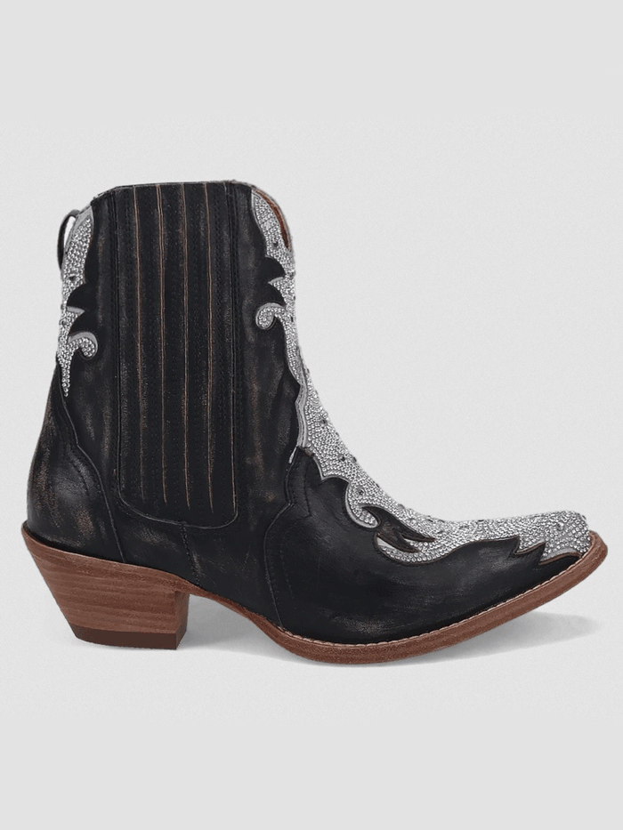 Dan Post DP5125 Women's CRYSTAL Leather Bootie - Black Ankle Boots for Casual Wear & Night Out