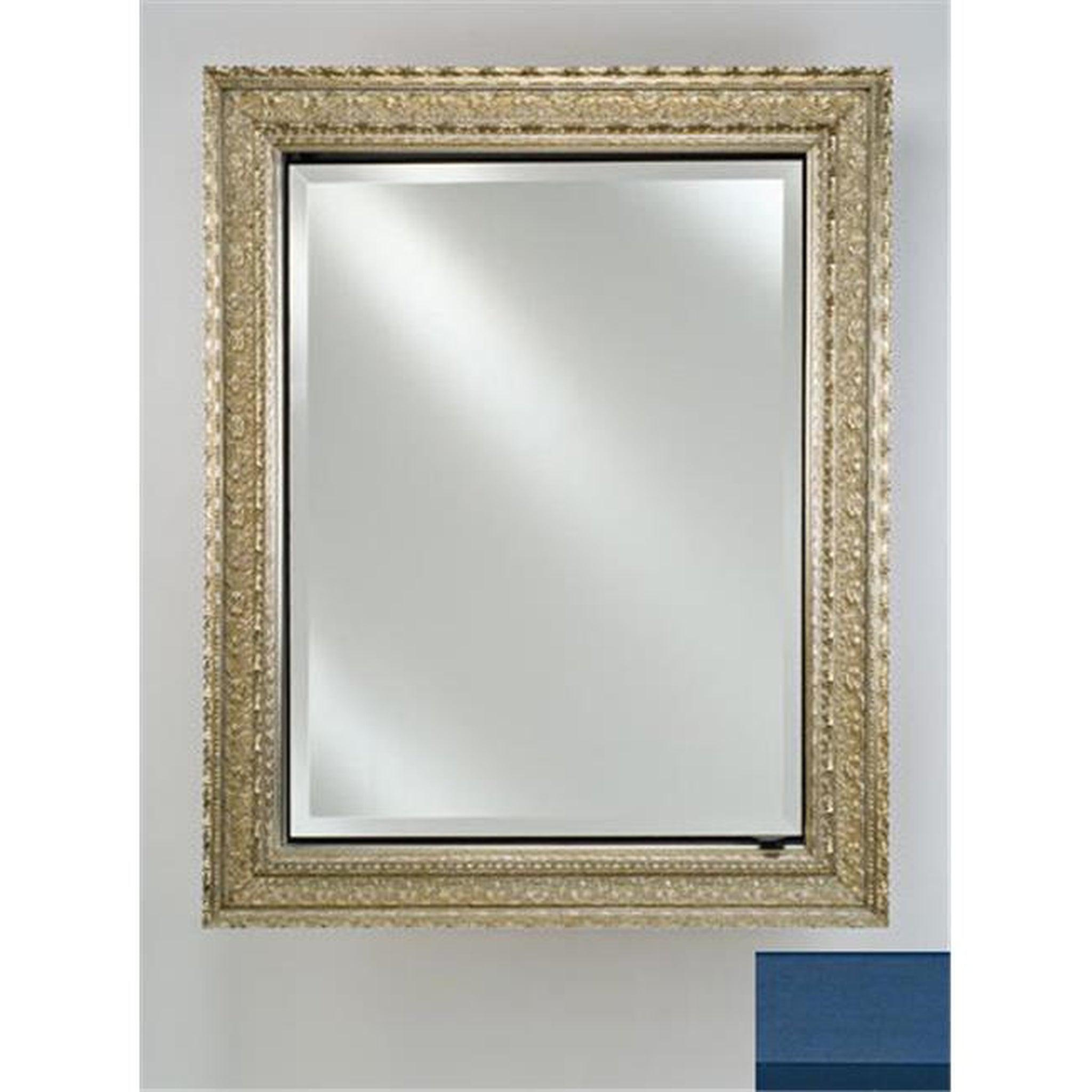 Afina Signature 17x26 Inch Colorgrain Blue Recessed Reversible Hinged Single Door Medicine Cabinet with Beveled Edge Mirror - Perfect for Bathroom, Vanity & Bedroom Storage