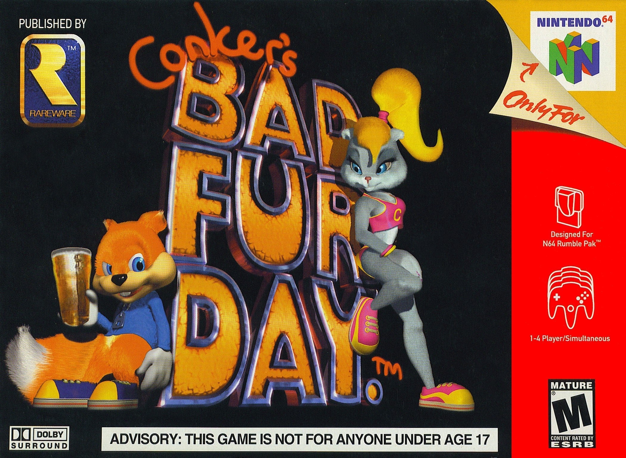 Conker's Bad Fur Day - Nintendo 64 Classic Adventure Game | Retro Gaming for Adults & Collectors | Perfect for Nostalgic Game Nights & 90s Gaming Parties
