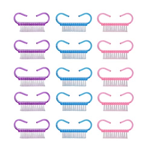 Uonlytech 21Pcs Nail Cleaning Brushes Set - Clear Shape Manicure & Dust Brushes Kit for Professional Nail Art (Pink, Purple, Blue, 7Pcs Each) | Perfect for Salon, Home Manicure & Nail Extension Care