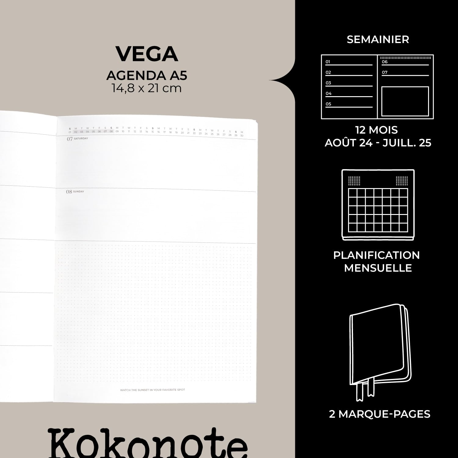 Kokonote 2024-2025 Nordic Spiral Weekly Student Planner - August 2024 to July 2025 | Academic Organizer for School, College & Work | Perfect for Scheduling, Homework & Goal Tracking