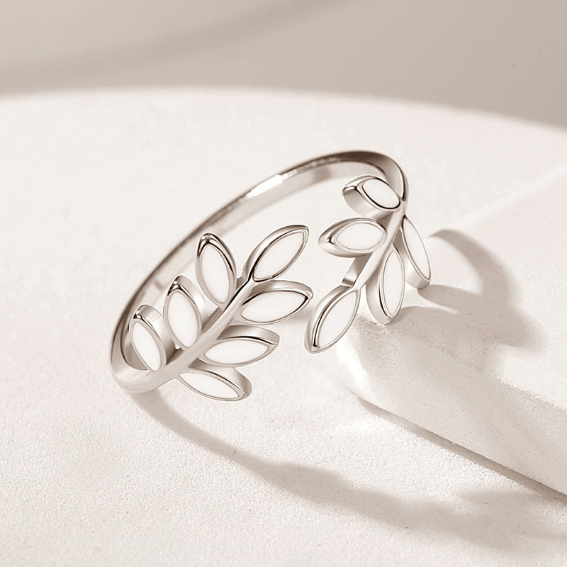 Gold Silver Olive Leaf Vine Ring HR619 - Elegant Handmade Jewelry for Women, Perfect for Weddings, Parties & Everyday Wear