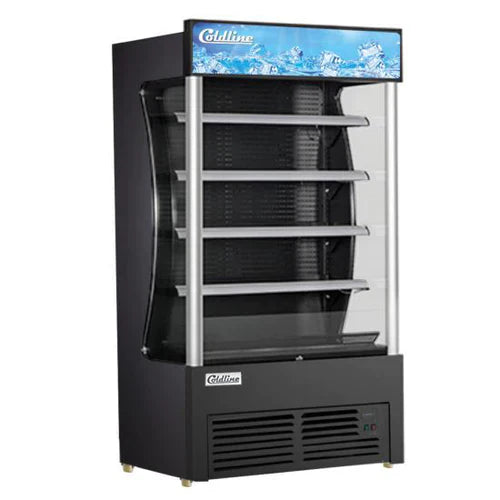 Coldline AOC 36B 36-Inch Black Open Air Refrigerated Display Merchandiser - Perfect for Supermarkets, Convenience Stores & Delis