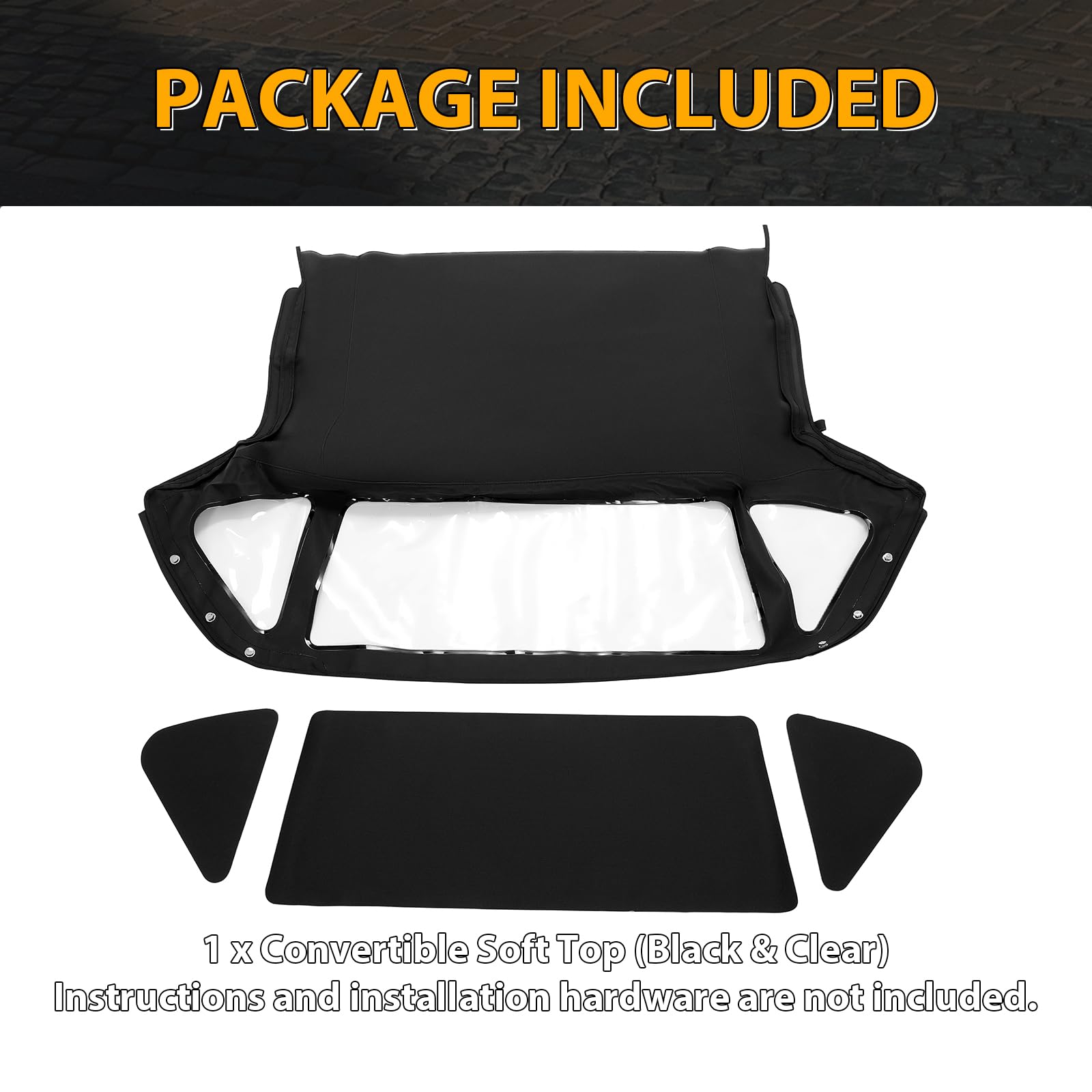 KUAFU Convertible Soft Top for 1970-1980 MG Midget - Black Sailcloth Vinyl Top with Clear Plastic Window | Replacement Car Roof for Classic MG Midget Roadster | Perfect for Sunny Day Cruising & Car Shows