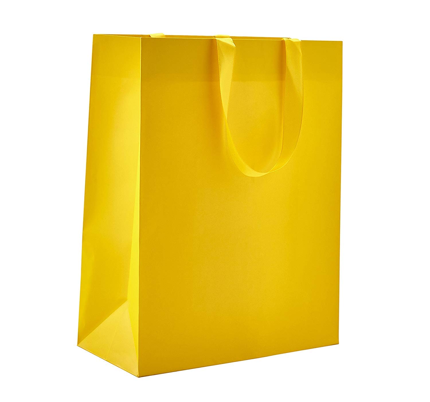 PTP BAGS 10x5x13 Inch Reusable Kraft Paper Tote Bags - Eco-Friendly Matte Sunrise Design [Pack of 100] - Perfect for Retail Shopping, Gift Wrapping & Party Favors