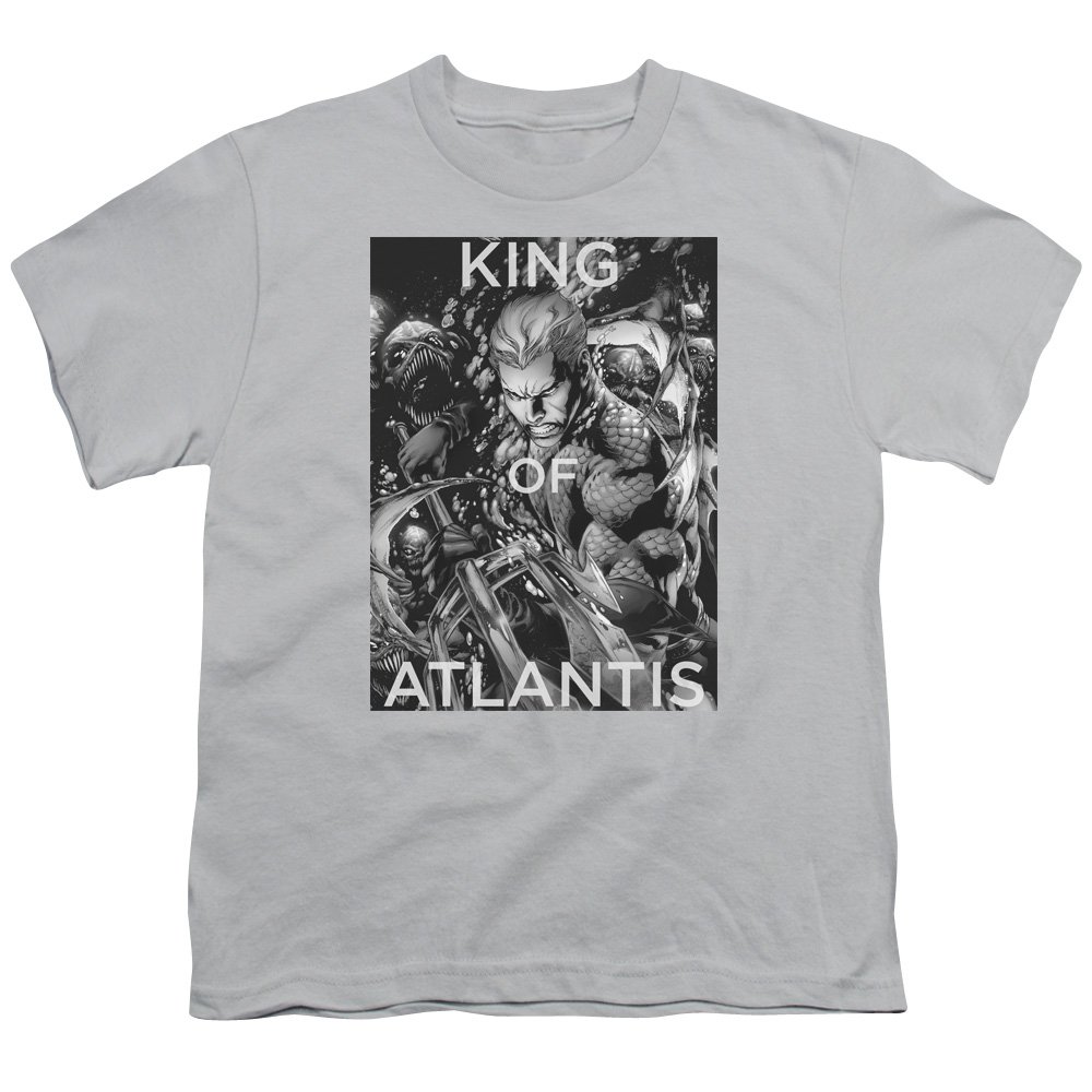 JLA King of Atlantis Unisex Youth T-Shirt | DC Comics Superhero Graphic Tee for Kids & Teens | Perfect for Cosplay, Comic Con & Everyday Wear