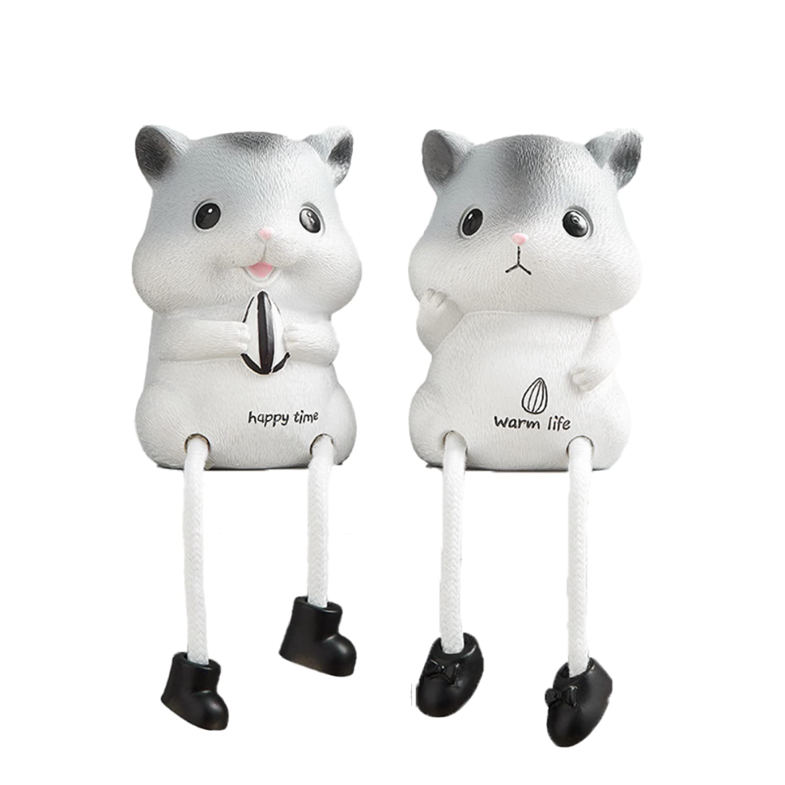 Cute Resin Hanging Foot Doll Statue - Hamster Figurine for Home Decor, Wall Shelf, Living Room, Bedroom & Nursery - Unique Resin Ornament Gift for Animal Lovers (Perfect for Bookshelf Displays, Baby Room Decor & Housewarming Gifts)