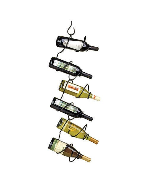 Black Climbing Tendril Wine Rack - Wall Mounted Space Saving Storage for 6 Bottles | Perfect for Kitchen, Dining Room, Bar or Wine Cellar Organization
