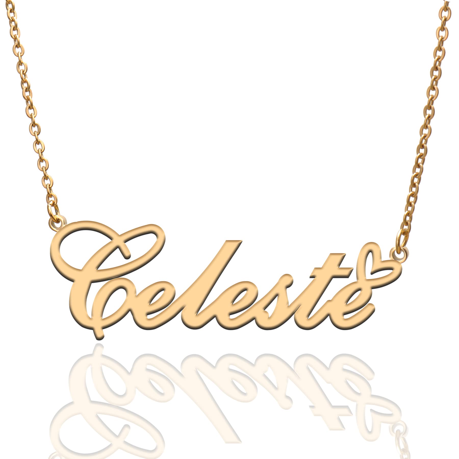 RONKAH Personalized Name Necklace - Heart Gold Plated Custom Pendant for Women, Mothers & Daughters | Fashion Jewelry Gift for Christmas, Birthday, Anniversary | Perfect for Everyday Wear, Date Nights & Special Occasions