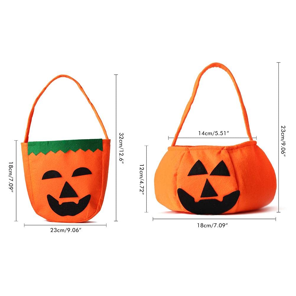 Halloween Pumpkin Candy Bags - 2 Pack Reusable Non-Woven Tote Bags for Trick or Treat, Halloween Party Favors & Decorations | Perfect for Kids Costume Accessories & Spooky Celebration Supplies