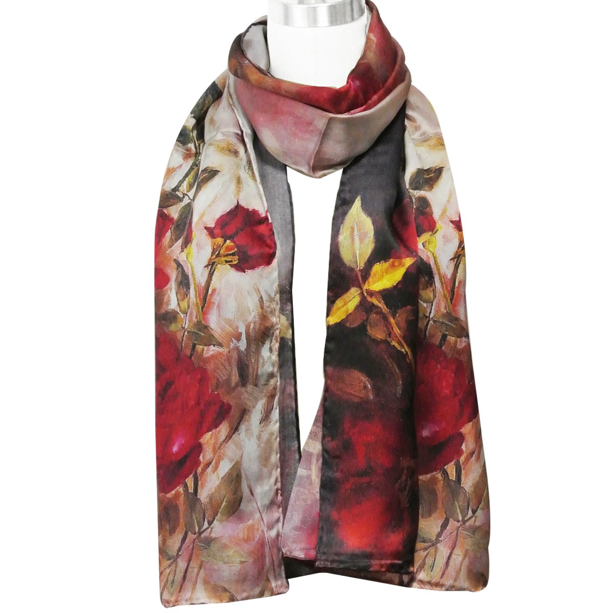 Wrapables Luxurious 100% Charmeuse Silk Scarf with Hand-Rolled Edges - Elegant Fashion Accessory for Women, Perfect for Office, Wedding & Special Occasions