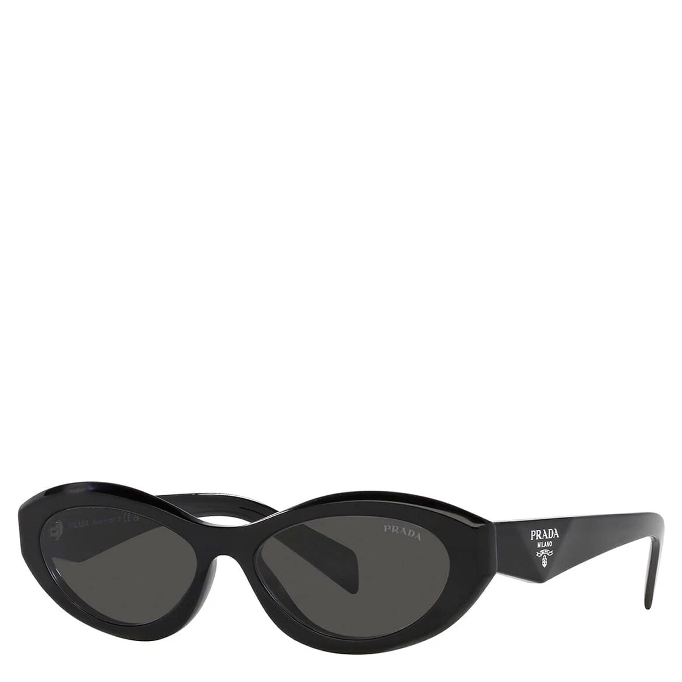 PRADA PR26ZSF Symbole Oval Sunglasses for Women - Black Cat Eye Sunglasses with UV Protection | Perfect for Beach, Driving & Fashion Accessories