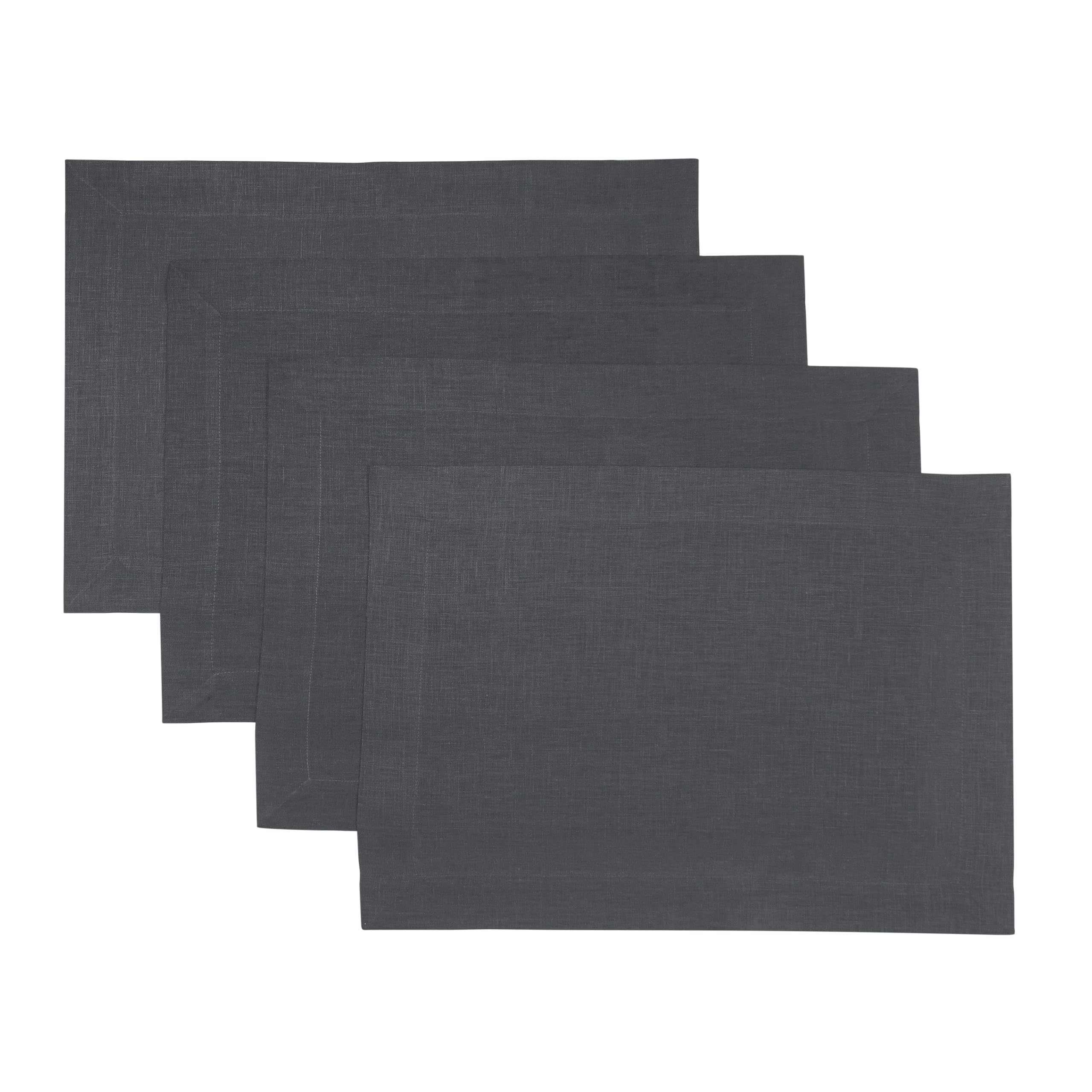D'Moksha Homes 100% Pure Linen Placemats Set of 4 - Charcoal Grey 14x19 Inch Washable Table Mats for Dining, Easter, Thanksgiving & Everyday Use