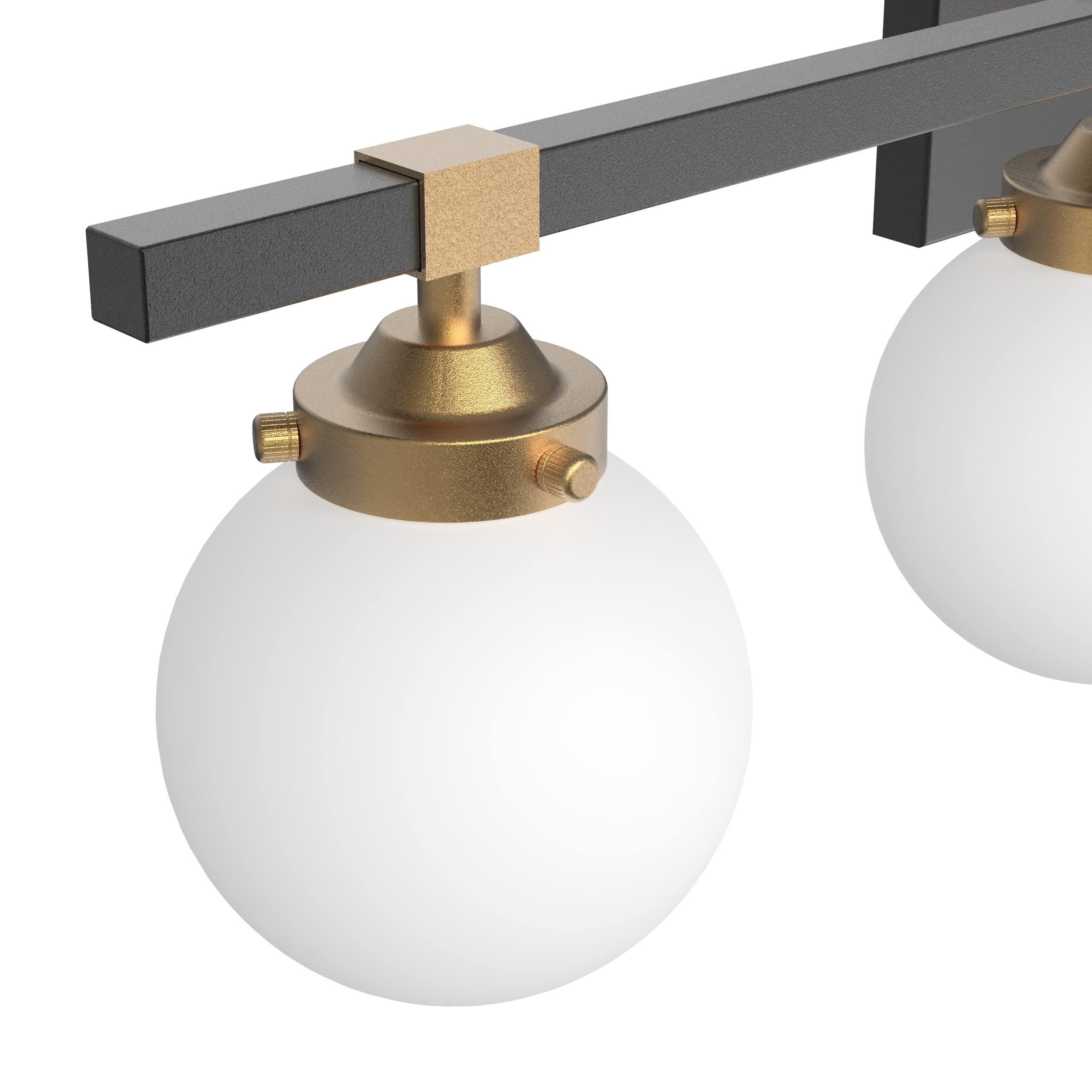 Tipace 4-Light Mid Century Modern Bathroom Vanity Lighting Fixture - Black/Gold Finish with Milk White Glass Globes for Mirror Lighting (Bulbs Not Included) | Perfect for Bathroom, Powder Room, and Dressing Area Vanity Mirror Illumination