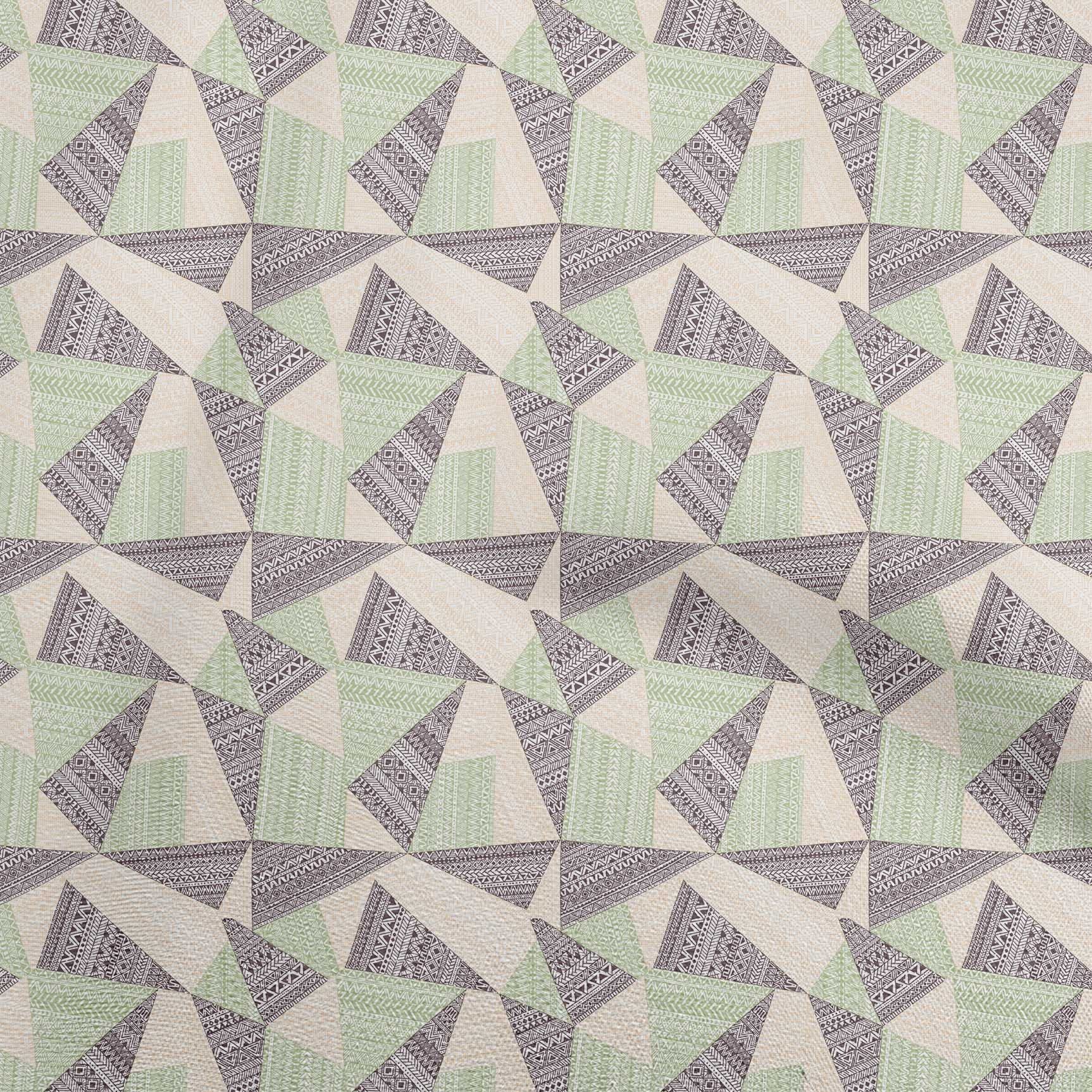 oneOone Polyester Spandex Light Green Tribal Print Fabric - 56 Inch Wide for DIY Clothing, Quilting & Home Decor Projects | Soft Stretch Material for Dresses, Curtains & Crafting