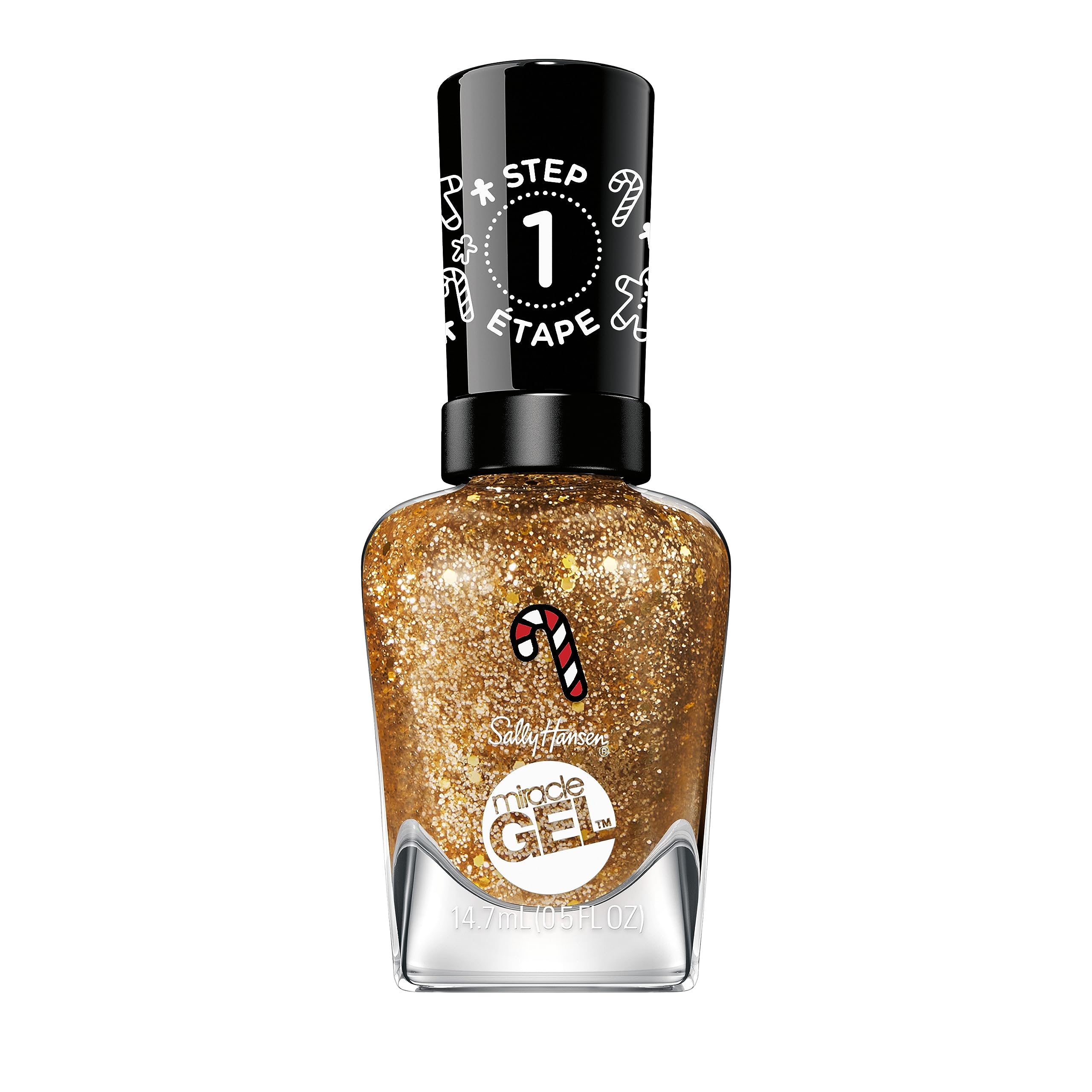 Sally Hansen Miracle Gel™ Holiday Gold Glitter Nail Polish - Long Lasting Gel-Like Formula, No UV Lamp Needed - Perfect for Christmas Parties, New Year Celebrations & Festive Nail Art