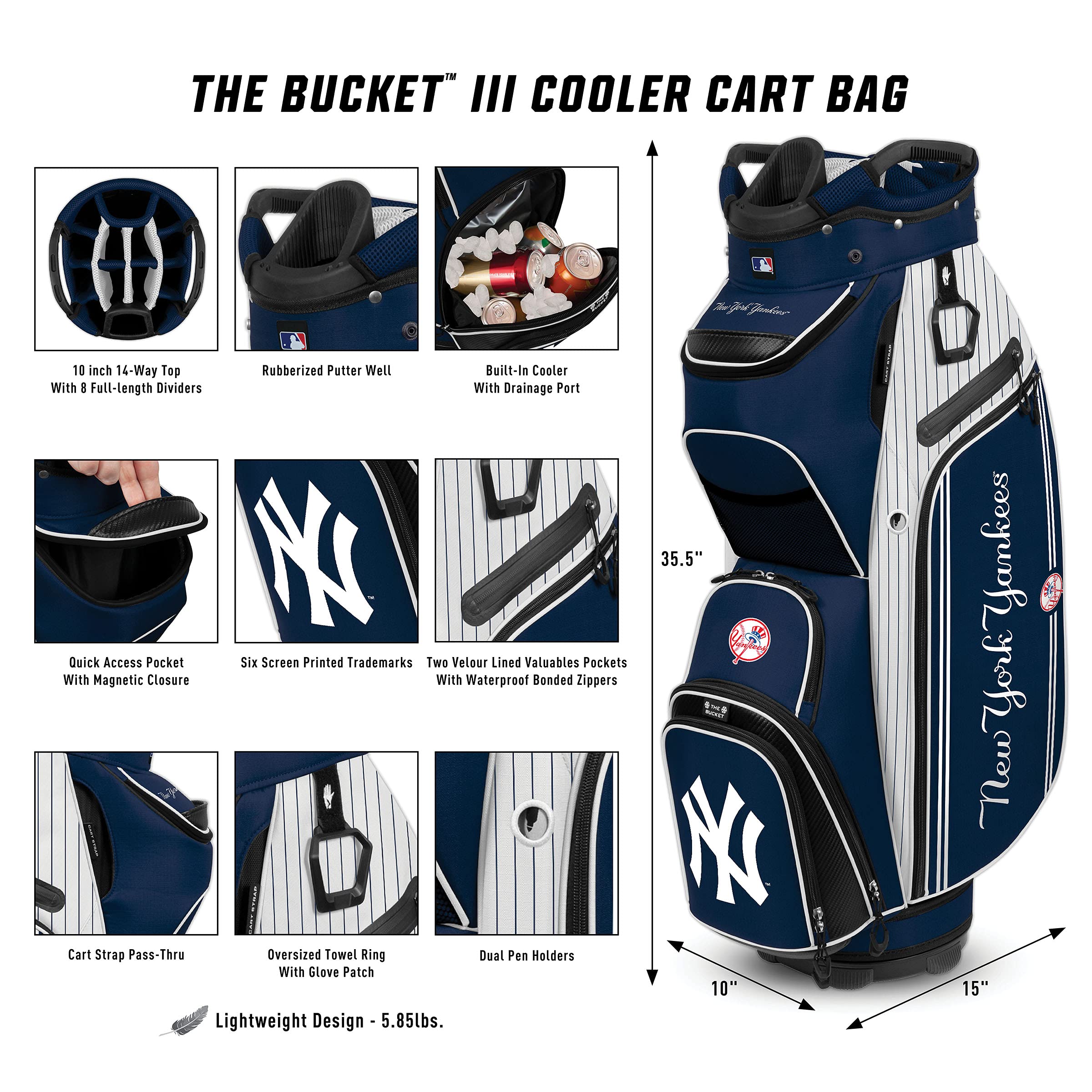 Team Effort MLB The Bucket III Cooler Cart Golf Bag - Insulated Sports Cooler for Baseball, Golf & Tailgating - Perfect for Games, Camping & Outdoor Events