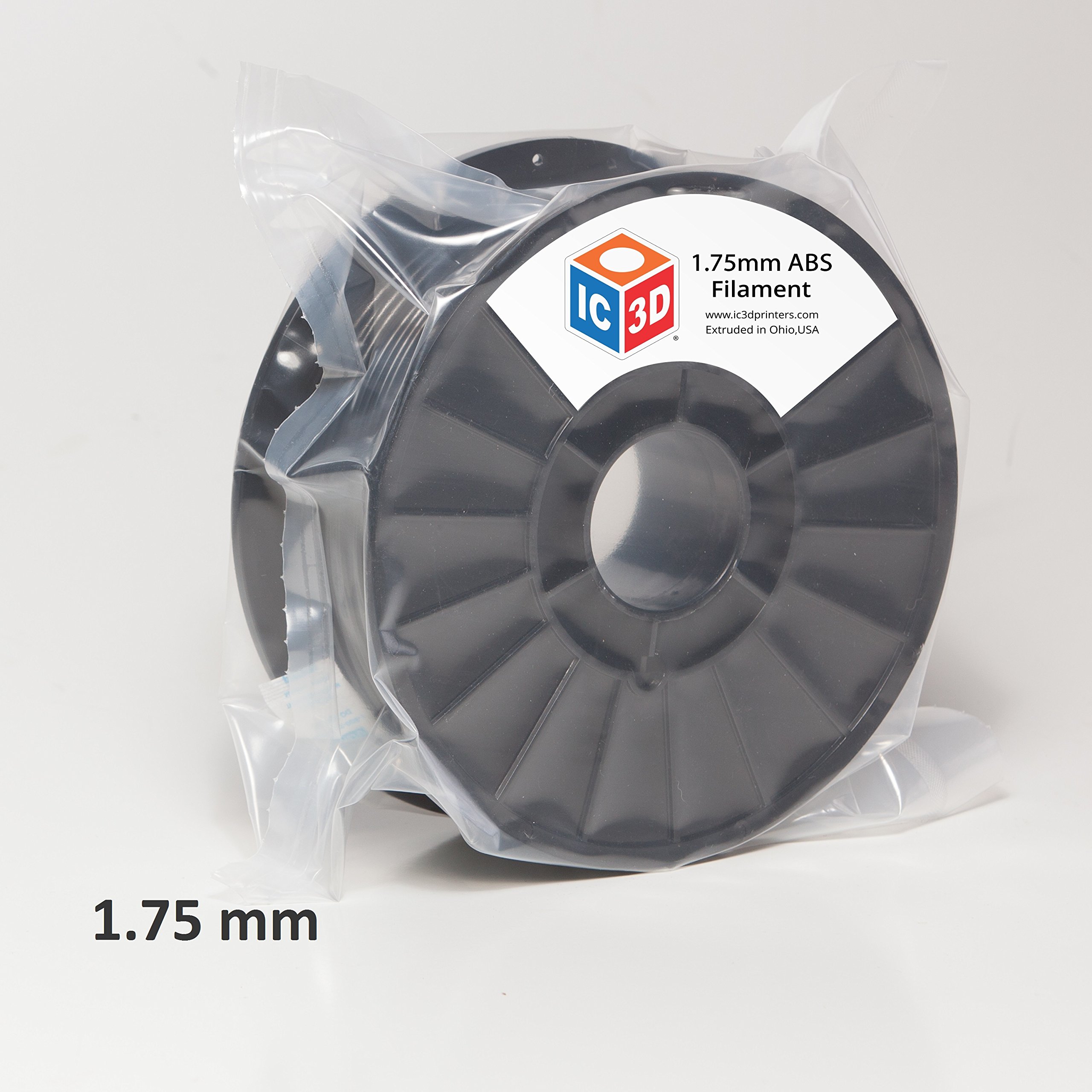 IC3D 1.75mm ABS 3D Printer Filament 2lb Spool - Premium Black Filament for 3D Printing - Made in USA - Perfect for DIY Projects, Prototyping & Home Decor