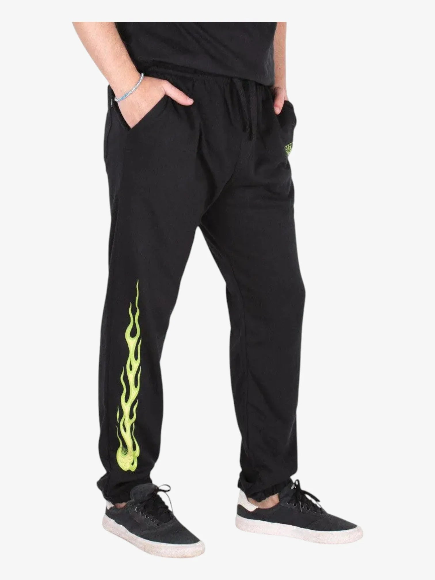 Men's Straight Leg Jogger Pants with Rustic Print - Black | Casual Streetwear & Lounge Comfort for Everyday Wear