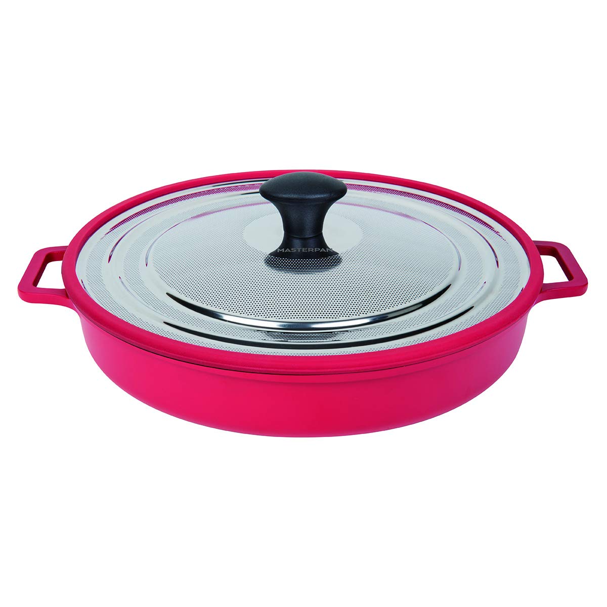 Non-Stick Stovetop Oven Grill Pan with Steam Venting Lid - 12 Inch Red Skillet for Grilling, Searing & Roasting - Perfect for Steaks, Burgers & Vegetables - Oven & Stovetop Safe Cookware