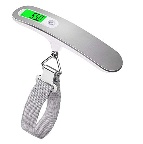 AlfaView Digital Luggage Scale with Hook Straps - 110lb/50kg Portable Electronic Hanging Scale with Tare Function - Perfect for Air Travel, Shipping & Suitcase Weight Measurement