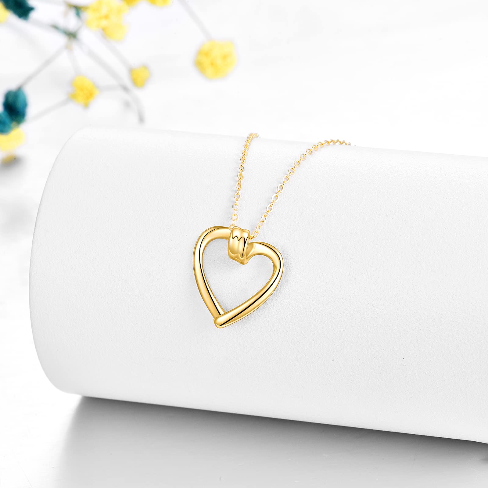 14K Solid Gold Heart Pendant Necklace for Women - Elegant Fine Gold Jewelry Gift for Wife, Mother, Daughter, Sister - Perfect for Valentine's Day, Anniversary, Birthday & Special Occasions