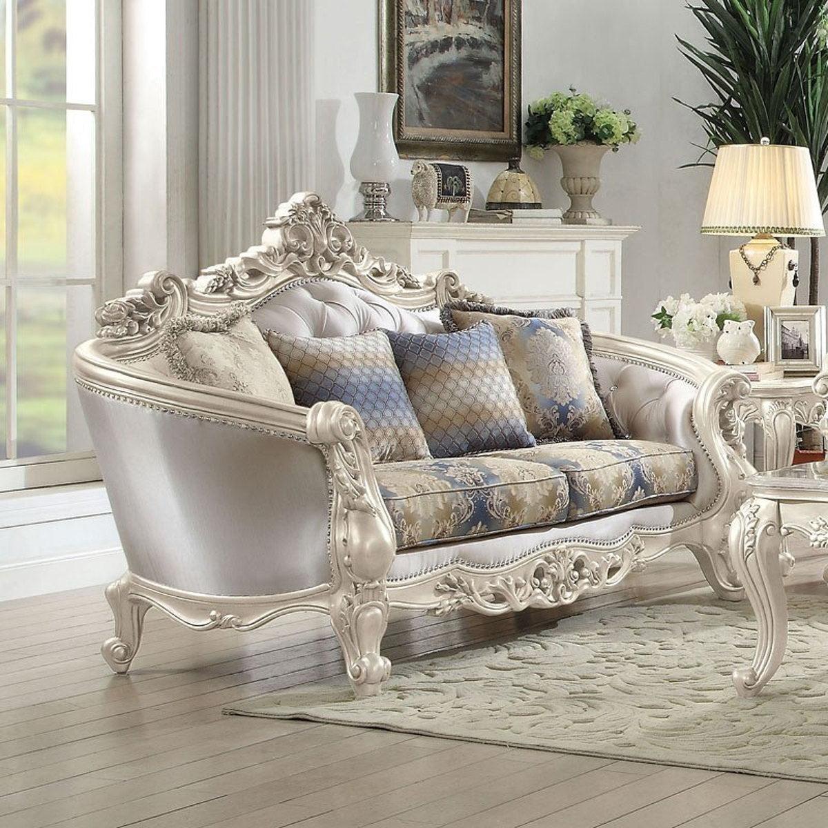 Acme Furniture Gorsedd Loveseat in Antique White 52441 - Modern Small Sofa for Living Room, Bedroom & Apartment - Perfect for Cozy Seating & Home Decor