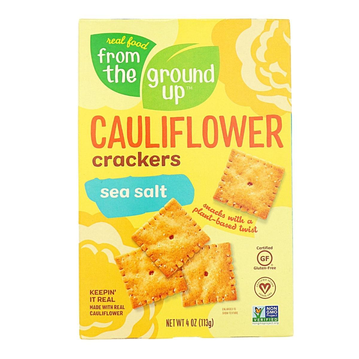 From the Ground Up Cauliflower Snacks Sea Salt, 50 Crackers - Healthy Gluten-Free Vegan Snack for Weight Loss & Keto Diet | Perfect for Office, School & On-the-Go