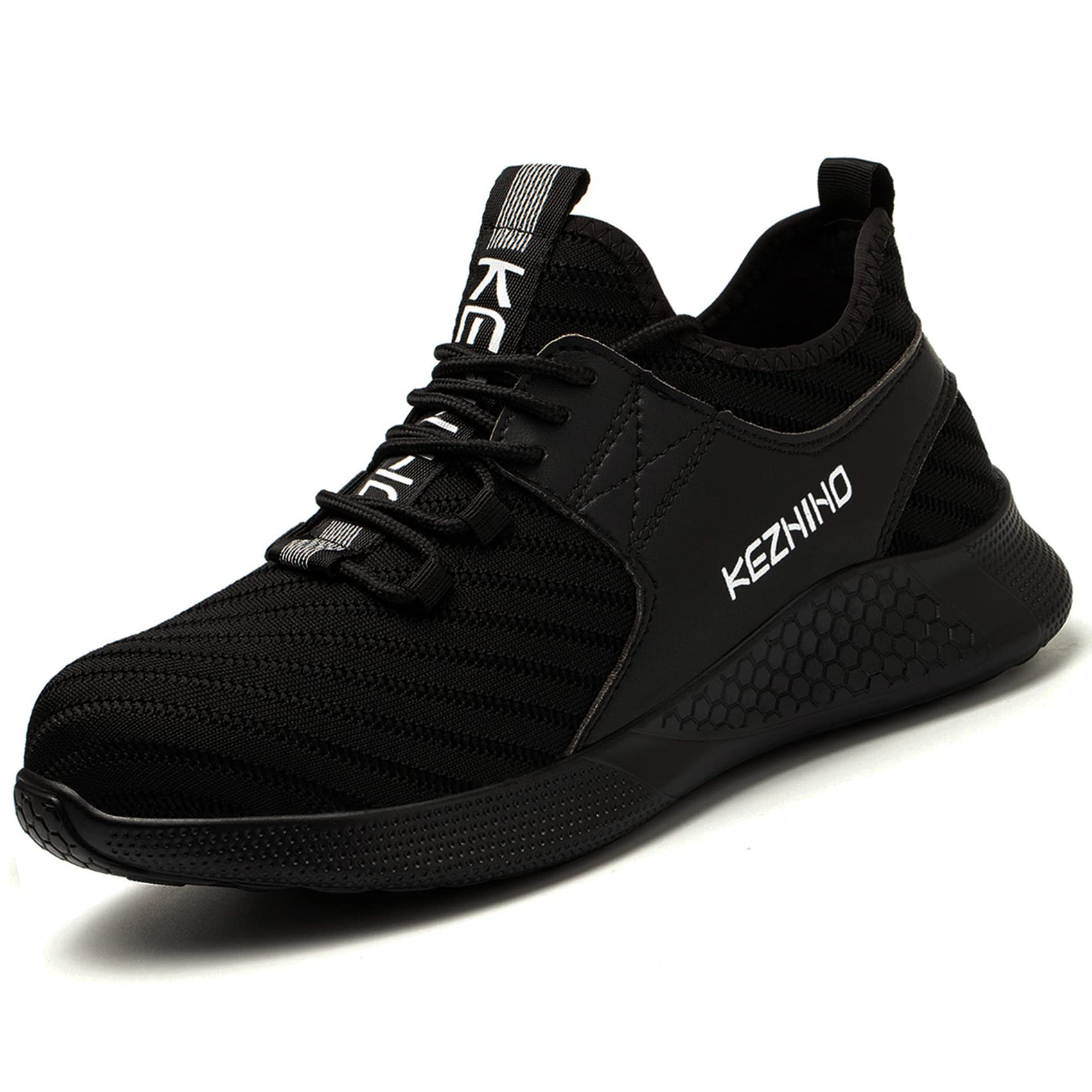 Kezhiho Men's Steel Toe Work Shoes - Lightweight, Slip & Puncture Resistant Safety Sneakers for Construction & Industrial Use | Breathable, Durable & Comfortable for Work Sites, Warehouses & Outdoor Labor