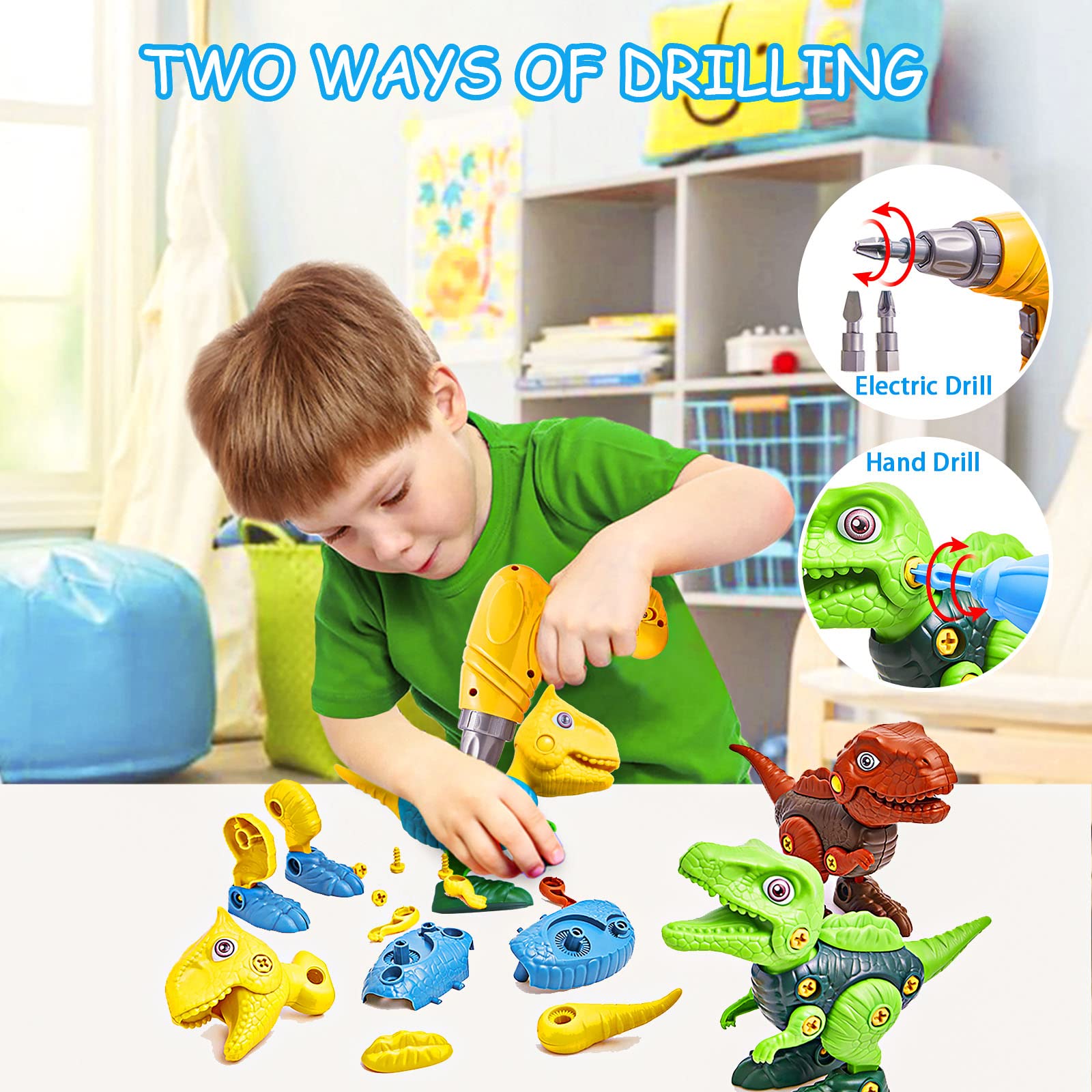 Take Apart Dinosaur Toys for Kids Ages 3-8 | STEM Learning Educational Building Toys with Electric Drill | Dinosaur Toys for Boys & Girls | Perfect for Birthday, Easter Gifts & Pretend Play