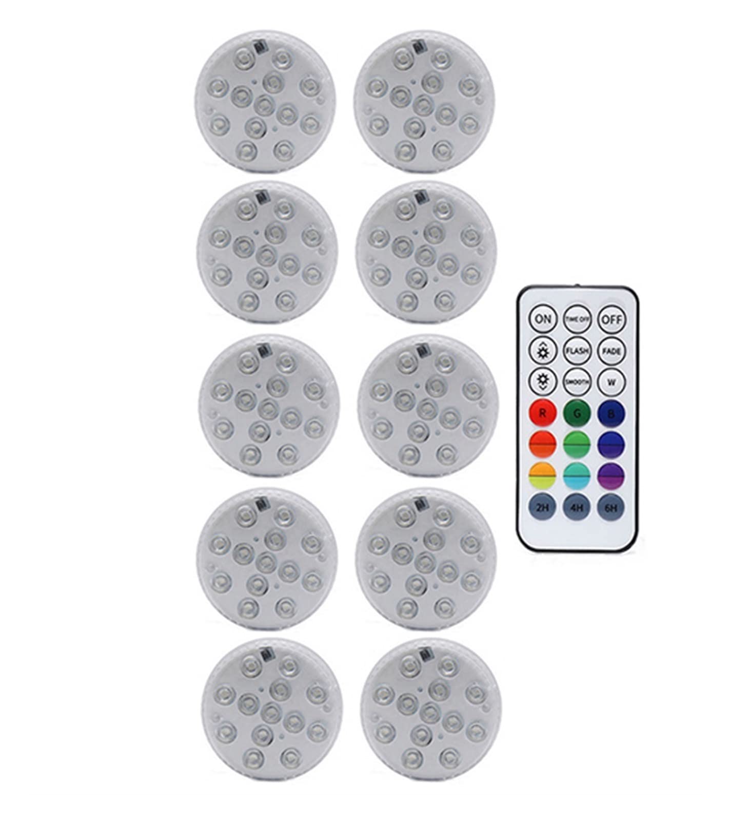 XYX0510 13 LED RGB Submersible Pool Light with Magnet - Waterproof Underwater Night Light for Swimming Pools, Fish Tanks, Ponds & Outdoor Vases - Includes 1 Controller & 10 Lamps - Perfect for Backyard Pool Parties, Aquarium Decoration & Landscape Lighting